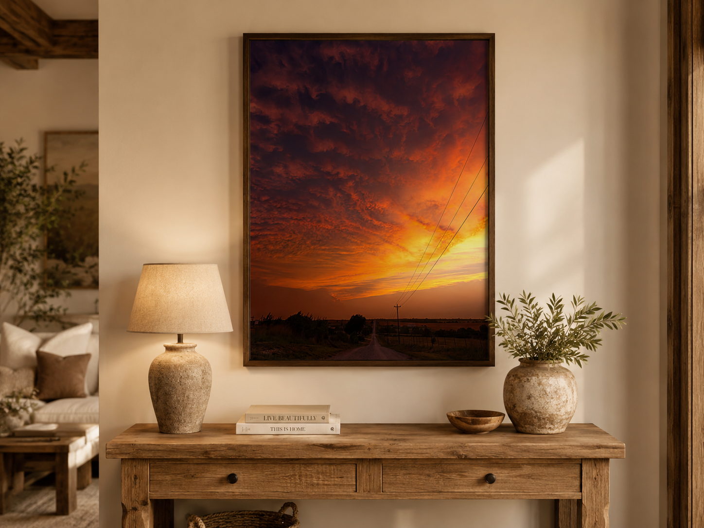 The Road Into Firelight, Oklahoma Backroad Sunset Wall Art