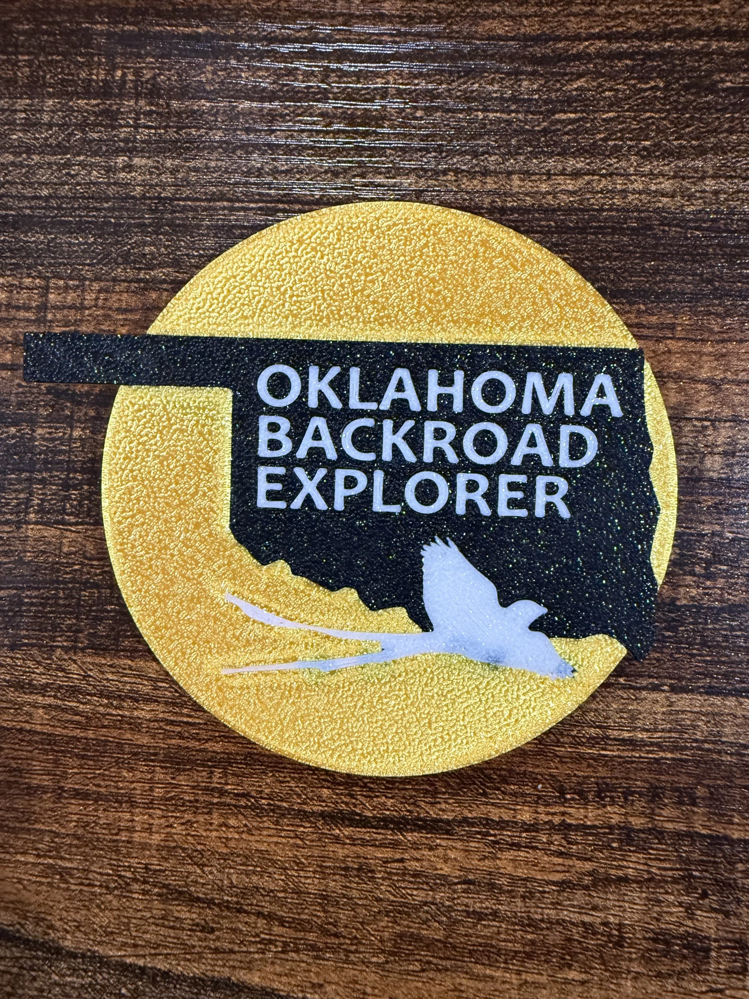 Oklahoma Backroad Explorer Magnet-- Yellow 4 inch