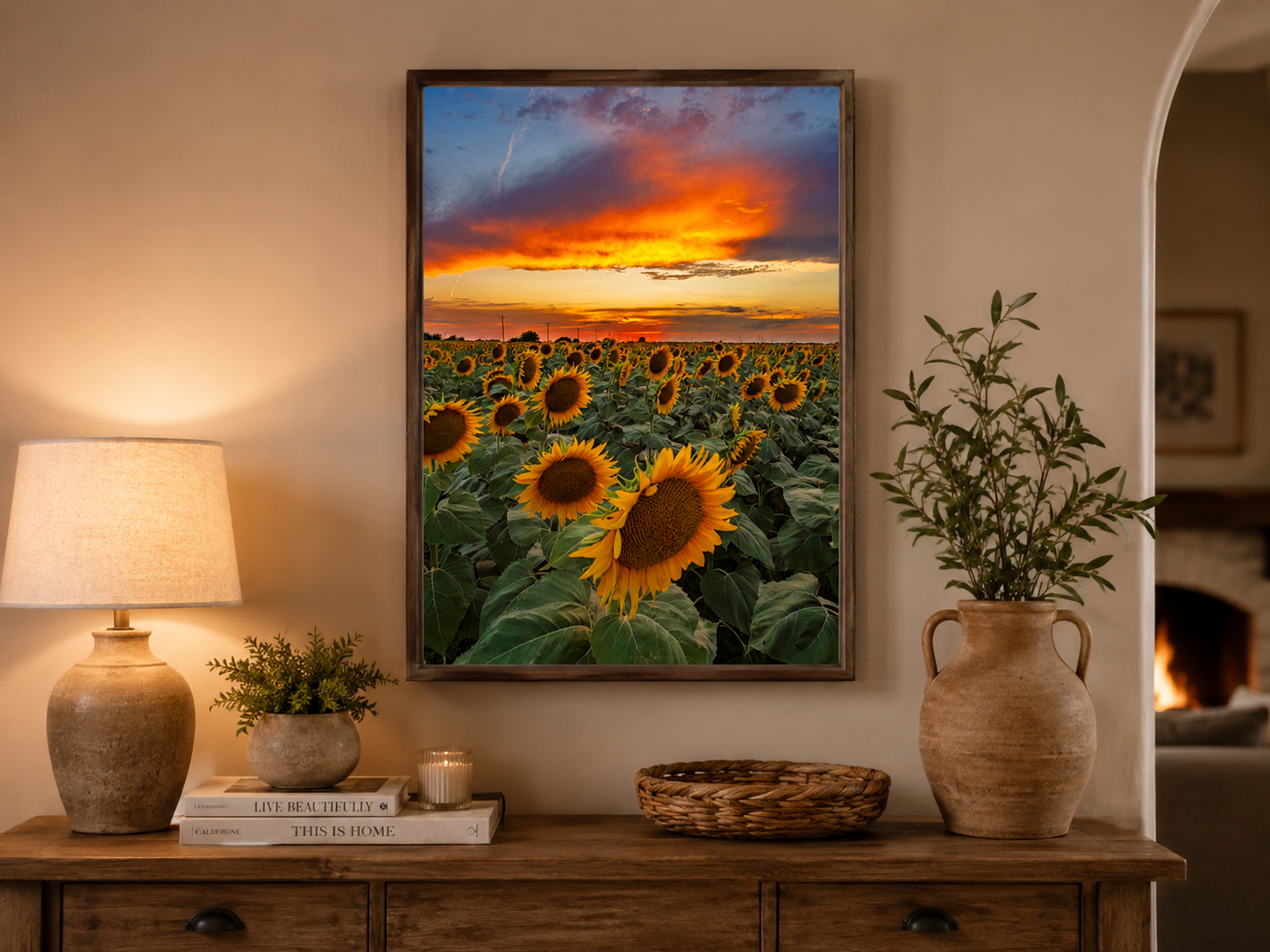 Evening Grace, Oklahoma Sunflower Sunset Wall Art