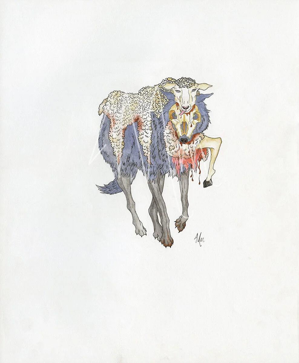 Wolf In Sheep’s ClothingWatercolor &amp; Faber-Castell Gelatos