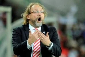 Coach Tom Saintfiet an animated man stuck in Brussels with his charges