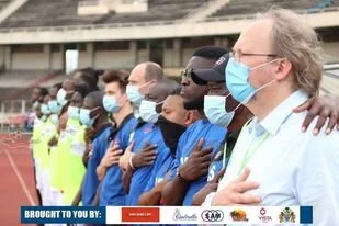 Tom Saintfiet and technical staff. Photo credit: GFF Communications