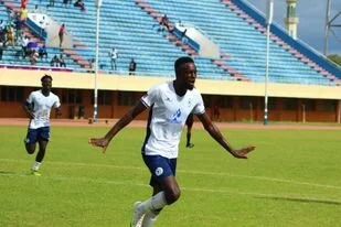 The experienced Ebrima “Bura” Camara after opening the scores in Bakau