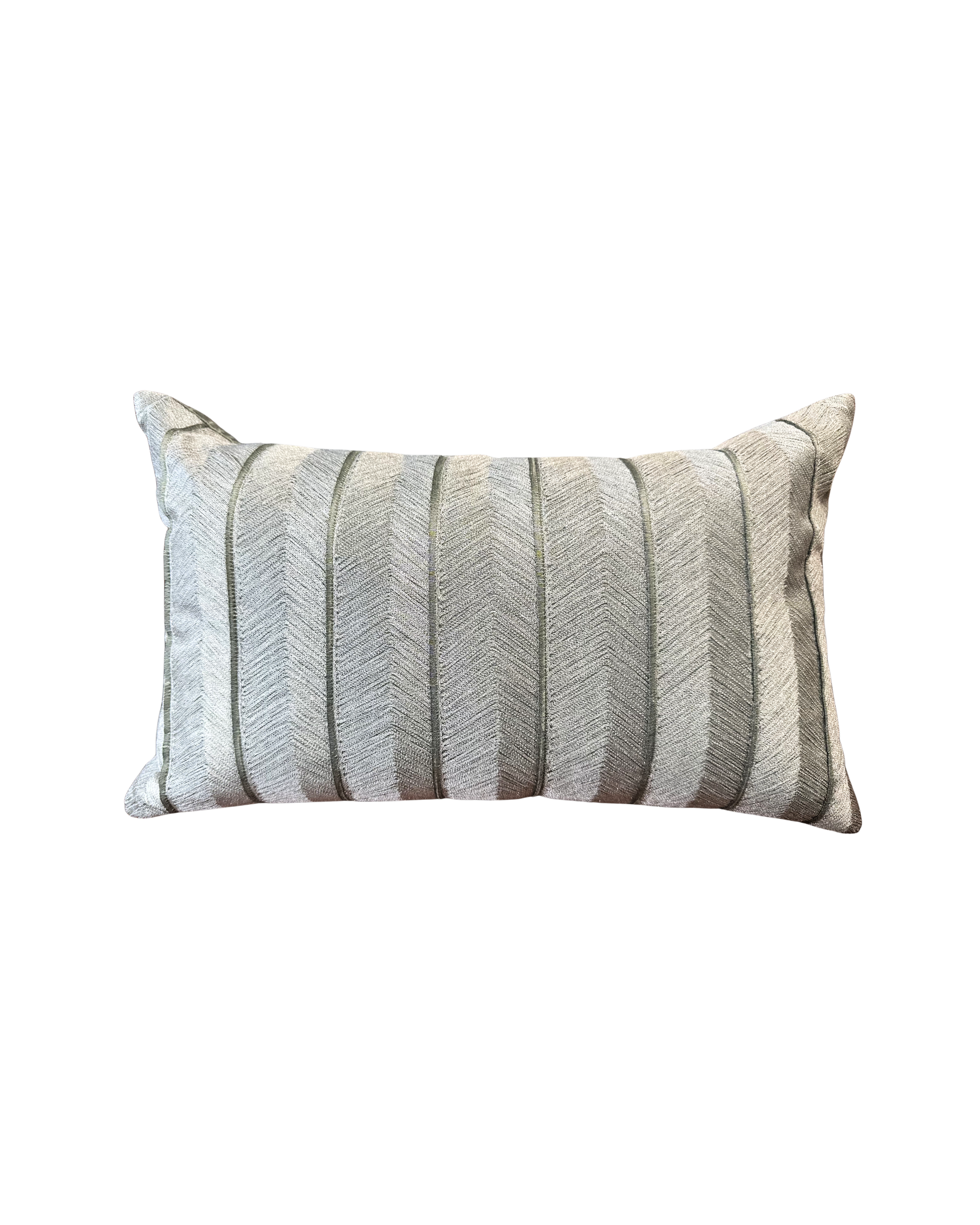 Ivory Herringbone Channel-Stitched Lumbar Pillow