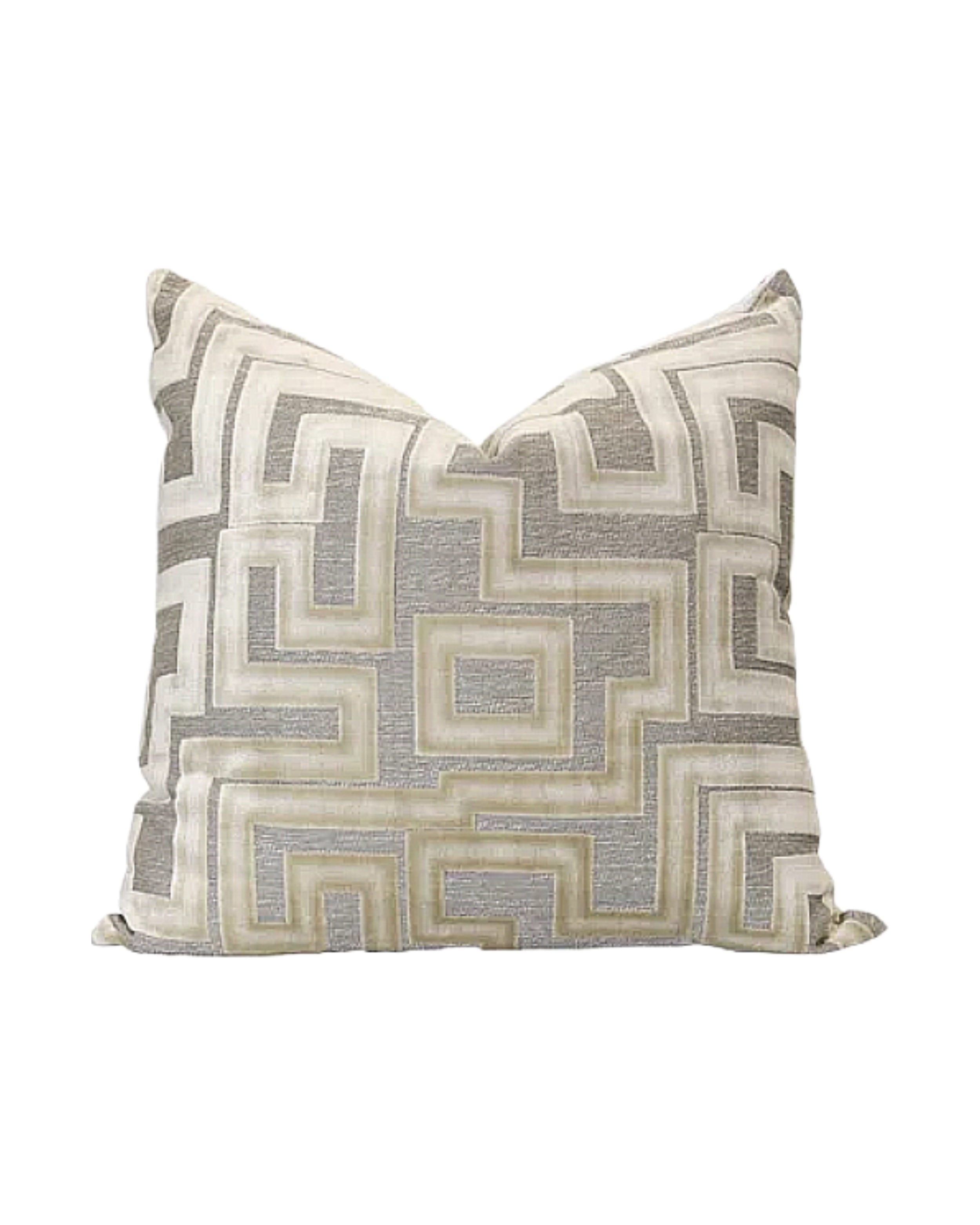 Geometric Beige Velvet Accent Pillow