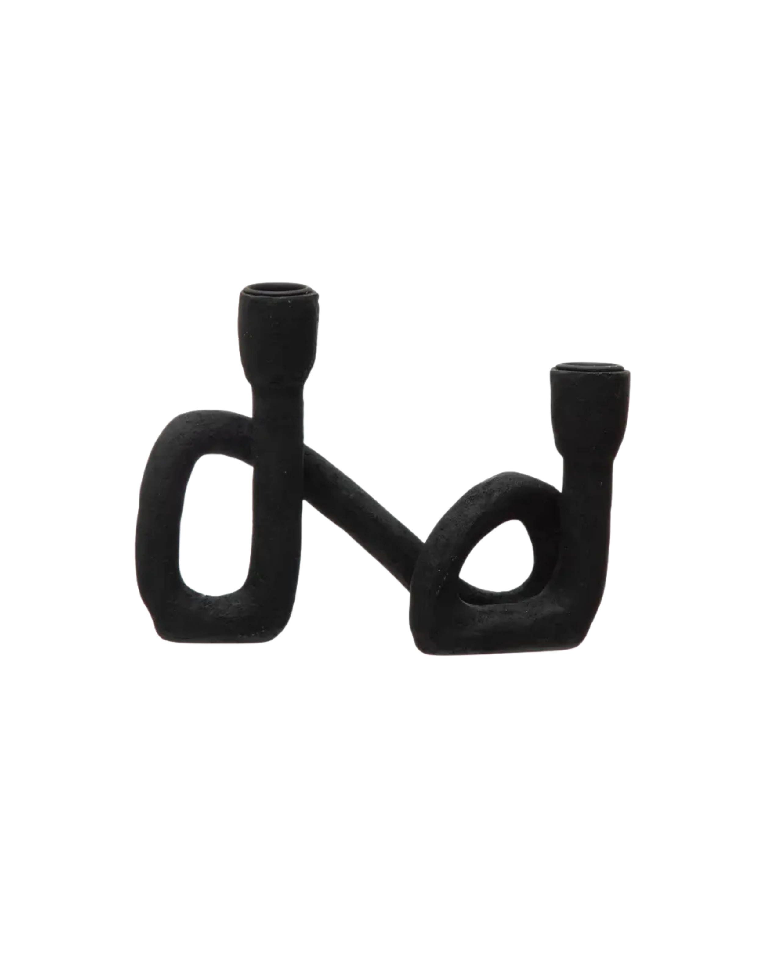 Swirled 2 Taper Candle Holder | Black