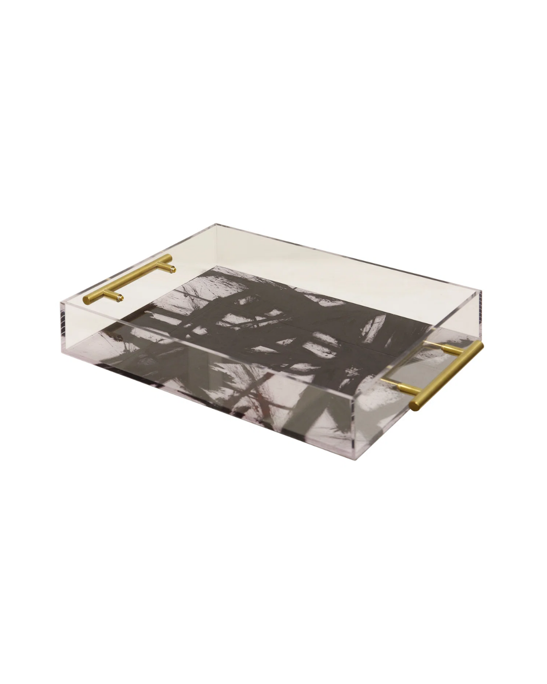 Abstract Acrylic Tray with Gold Handles