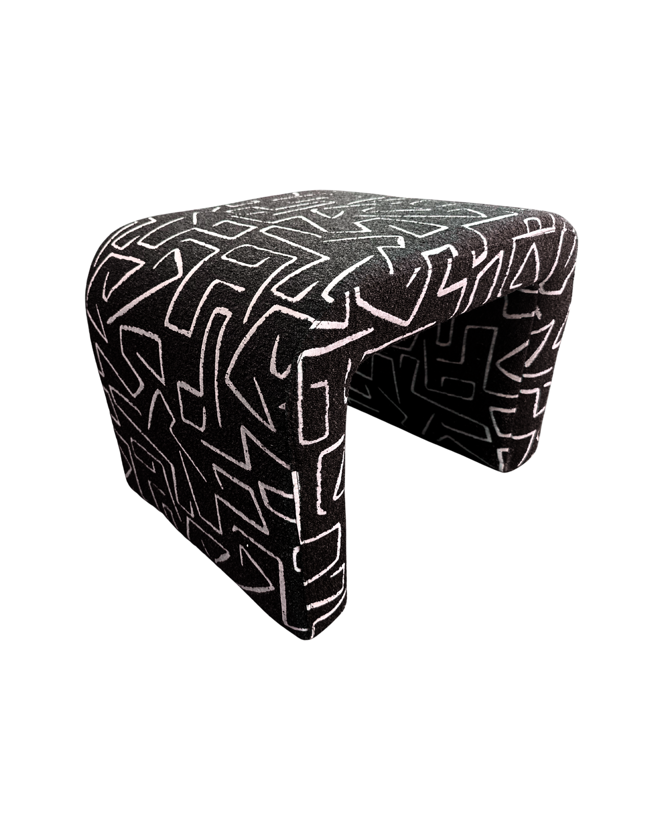 Geometric Black Upholstered Ottoman (2).png