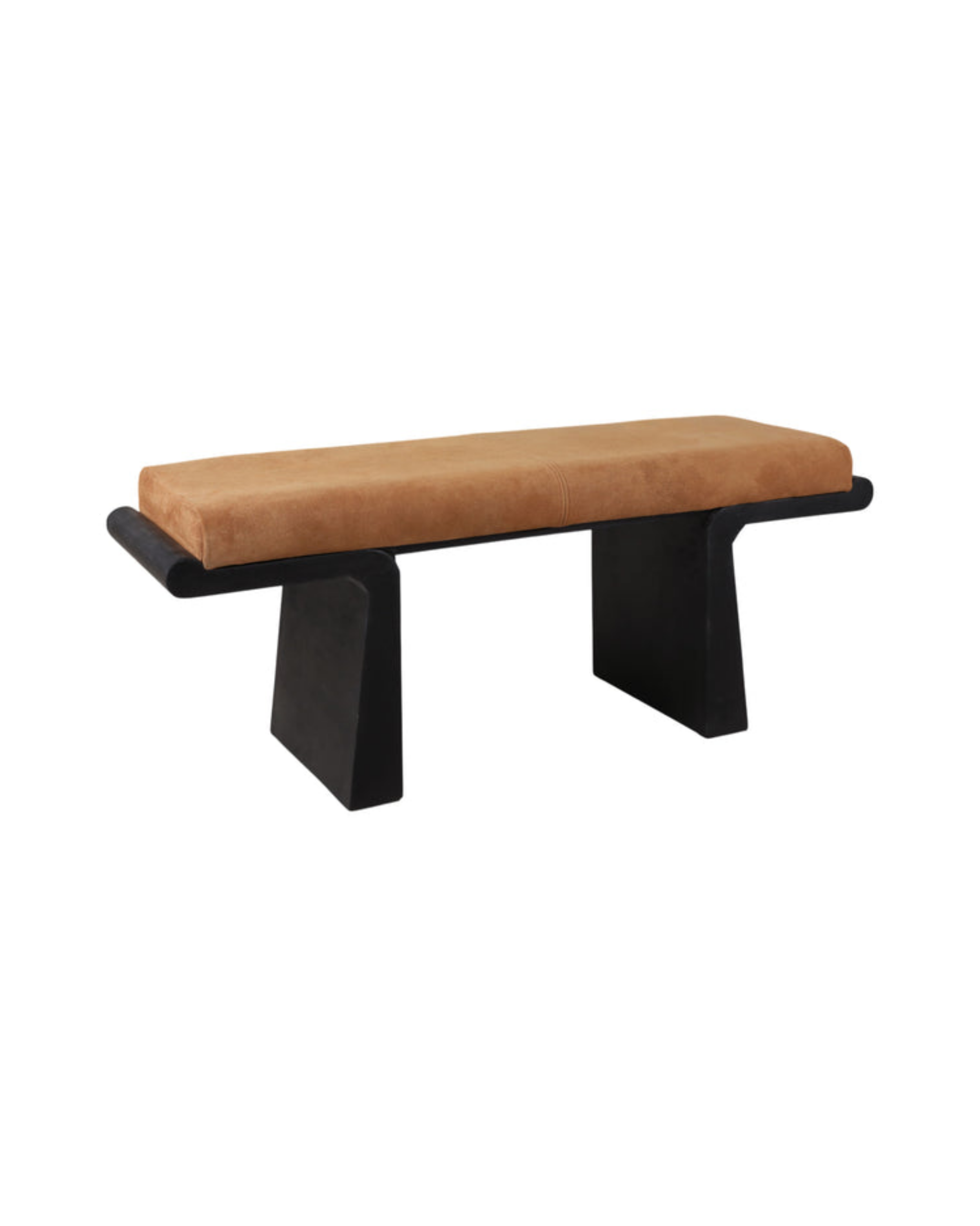 Camel Suede Upholstered Bench with Black Base (2).png