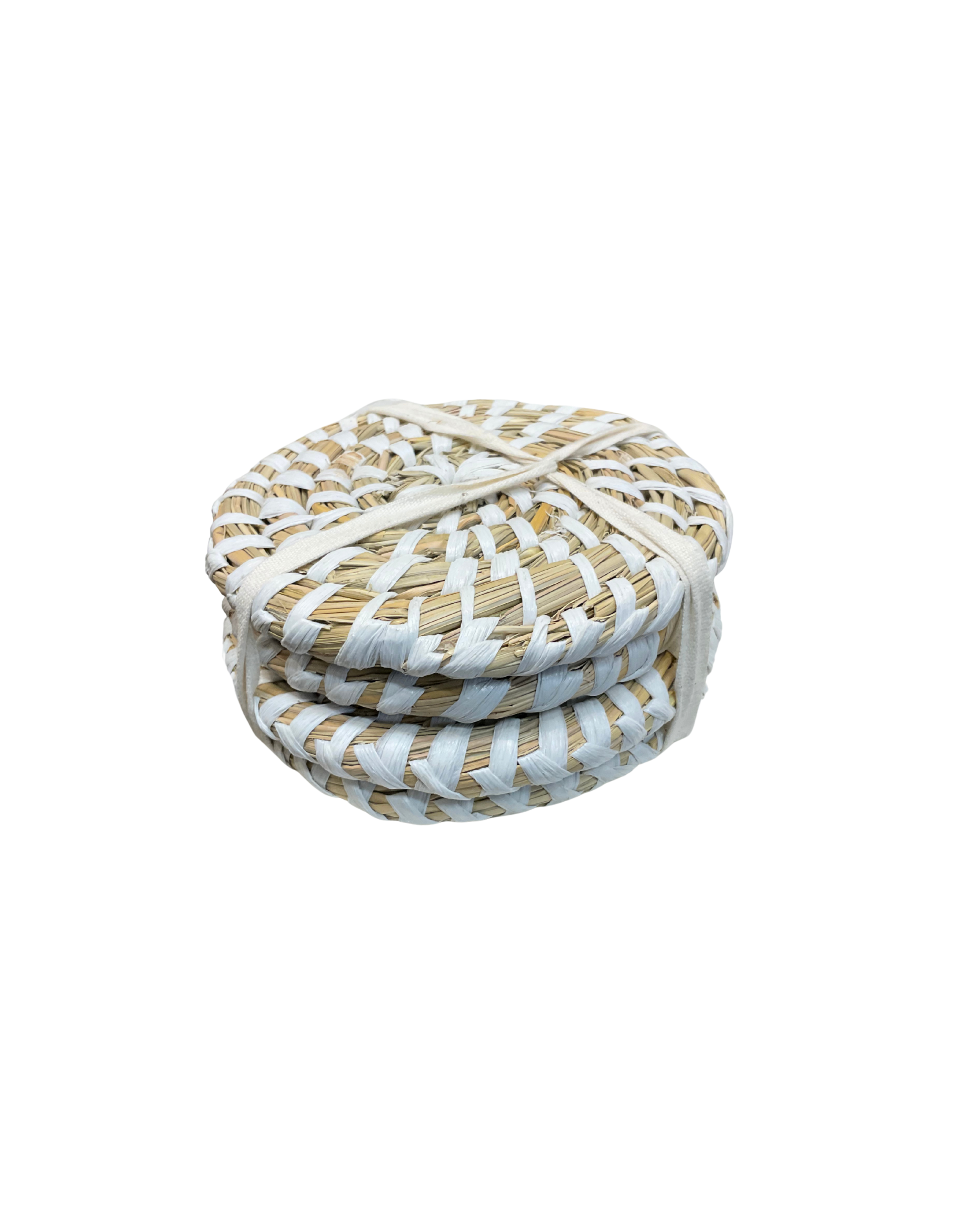 Natural & White Woven Coaster Set - 4pc.png