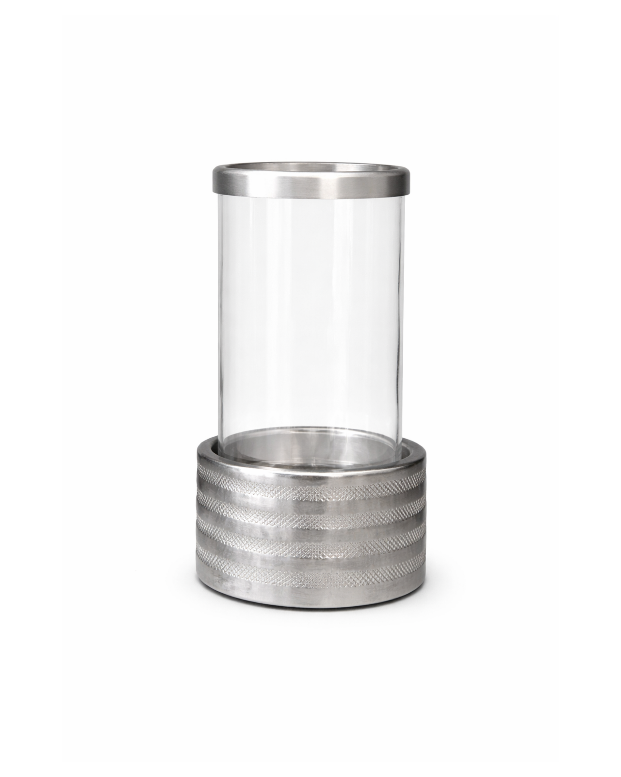 Round Glass Hurricane - Brushed Nickel Base