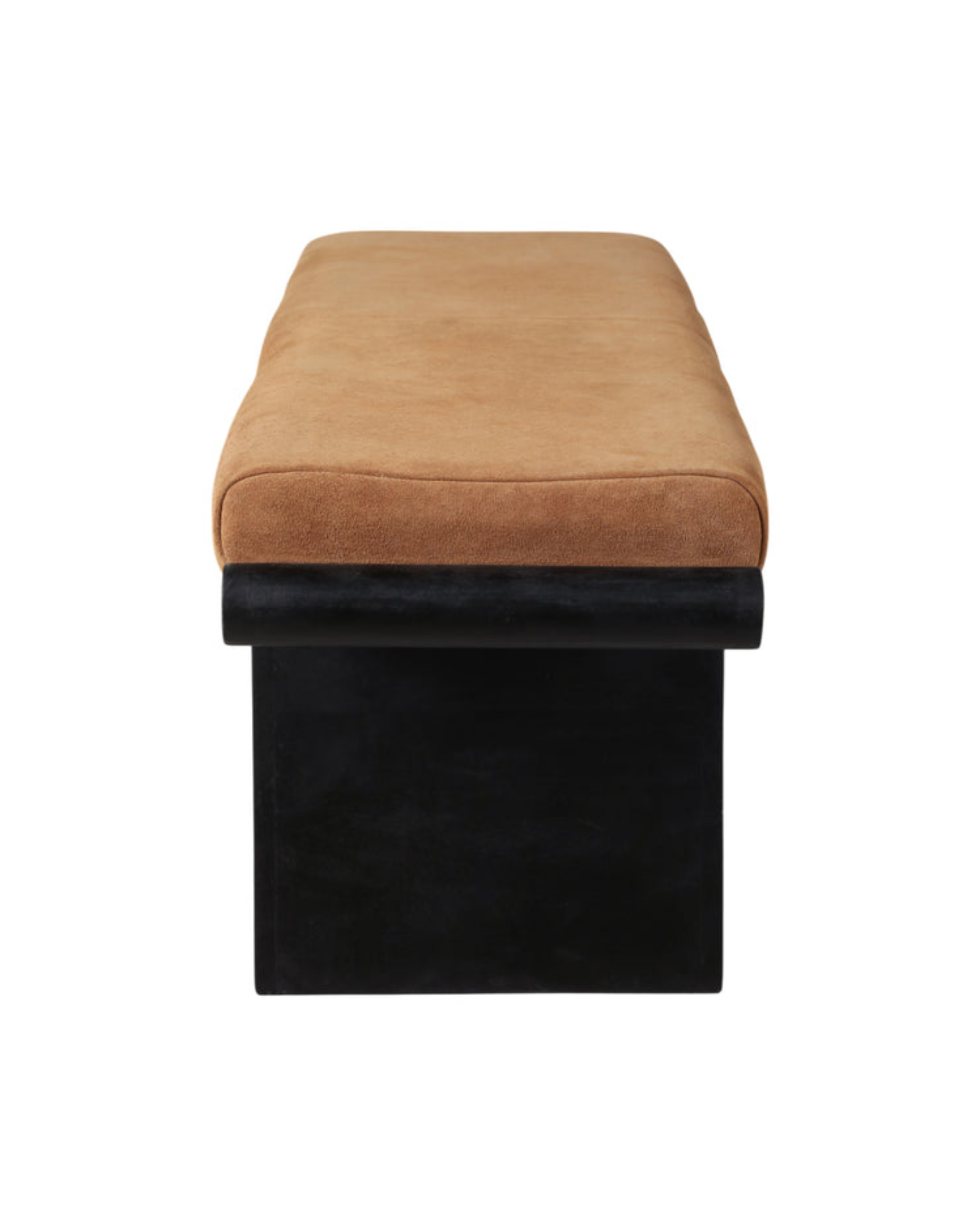 Camel Suede Upholstered Bench with Black Base (3).png