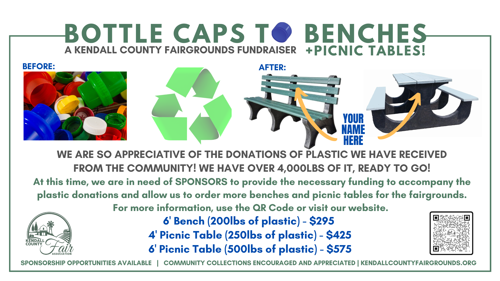 Bottle Caps to Benches — Kendall County Fairgrounds