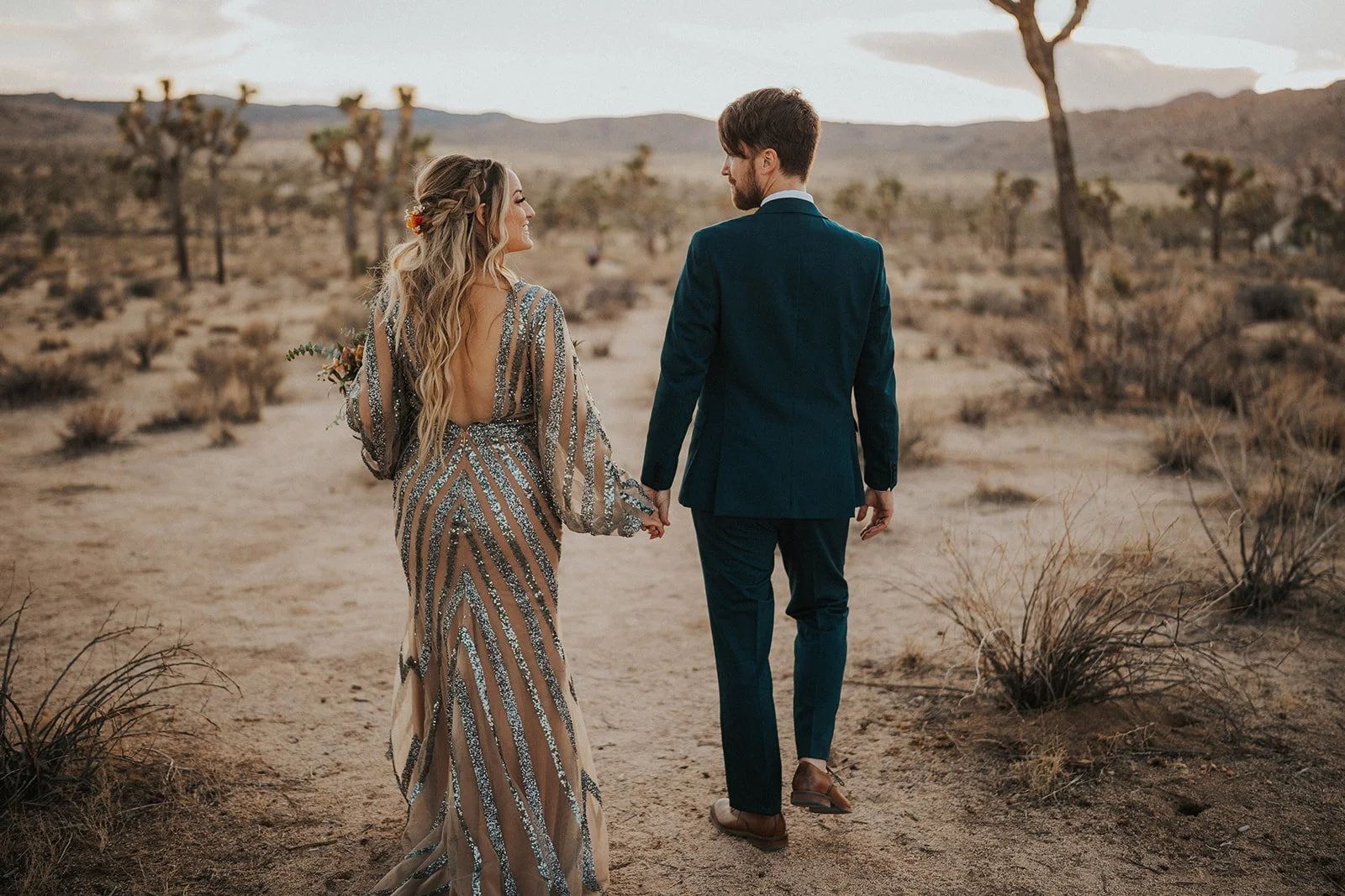 SoCal professional makeup artist intimate wedding bride and groom boho hairstyling sunset ceremony