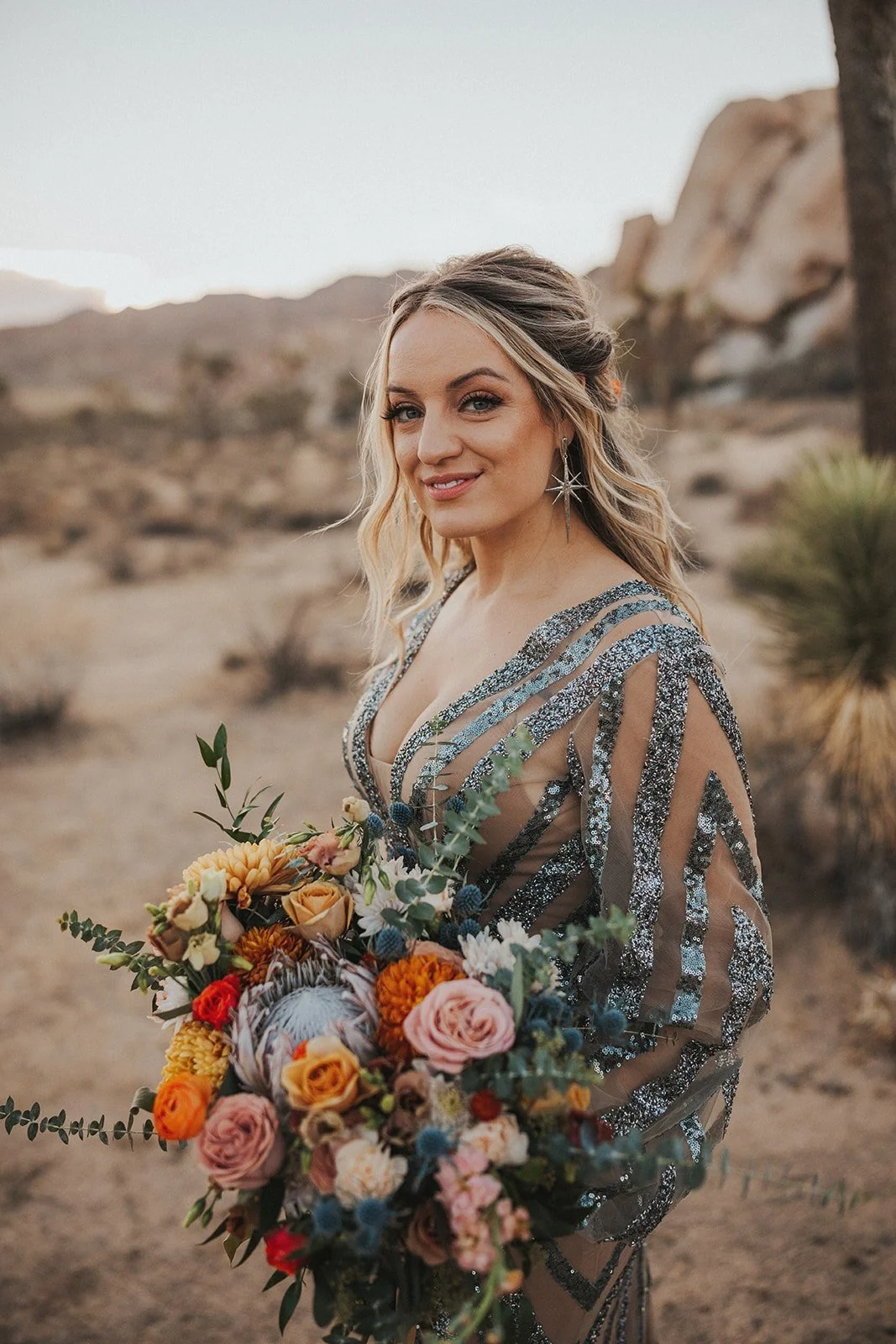 Luxury Chic Bohemian brides hairstyling and celebrity makeup artist Juanita Lopez with Eite Beauty Group on location desert Indian Wells SoCal