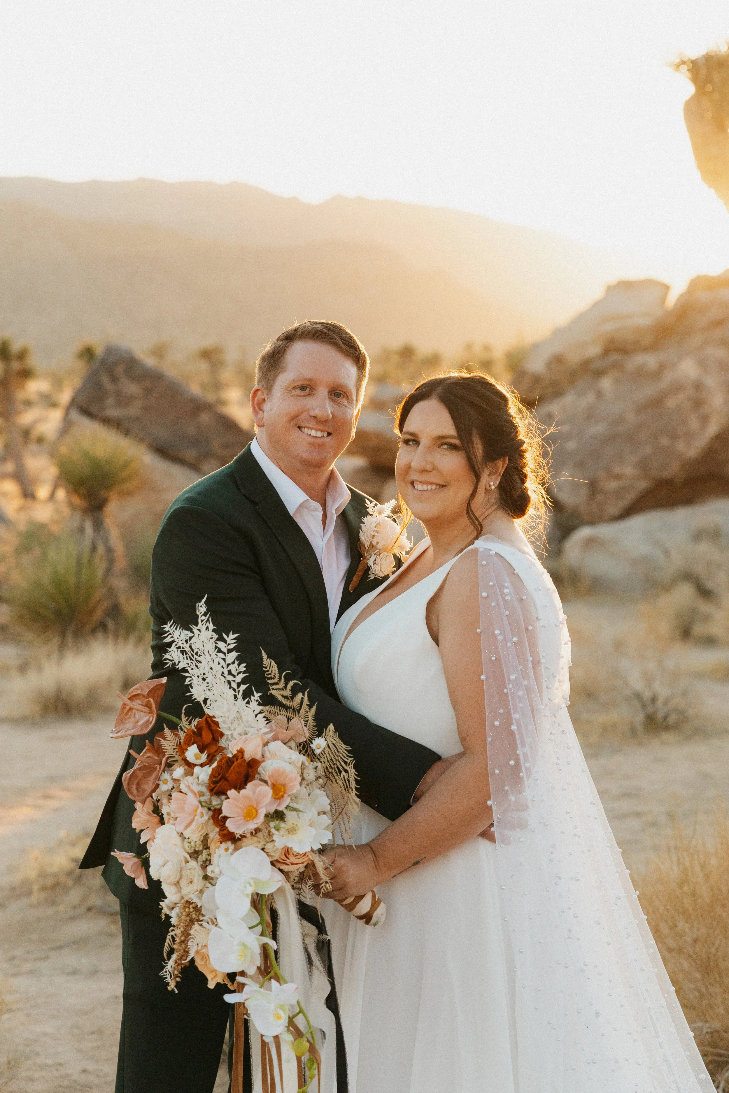 A SoCal bridal makeup artist and hair private vows intimate wedding bride and groom in La Quinta