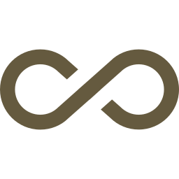 A stylized black infinity symbol on a white background.