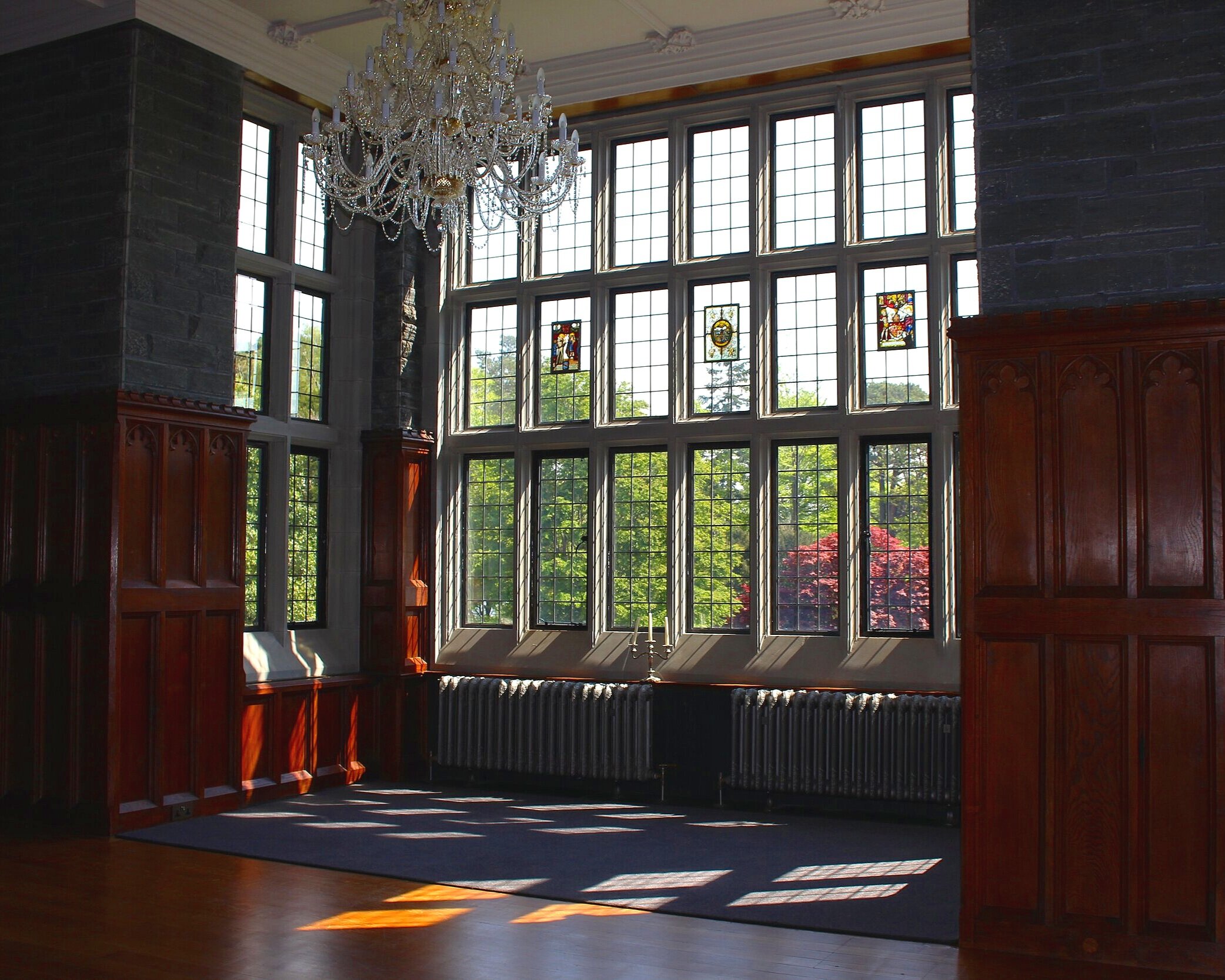 Double glazed leaded light with stained glass