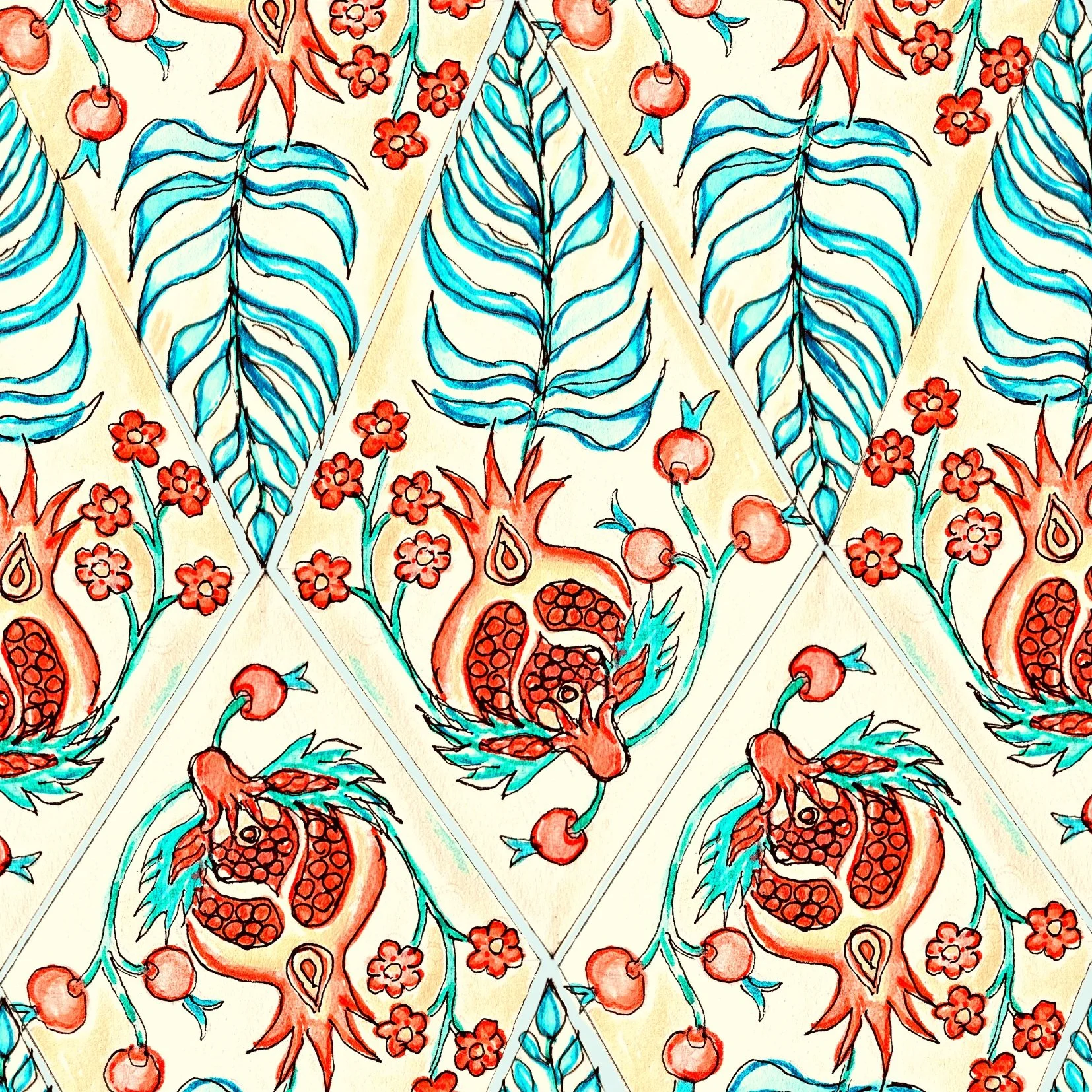 Winter Card with pomegranate motif