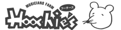 Stylized black-and-white logo featuring abstract lettering, a speech bubble, and a cartoon mouse mascot.