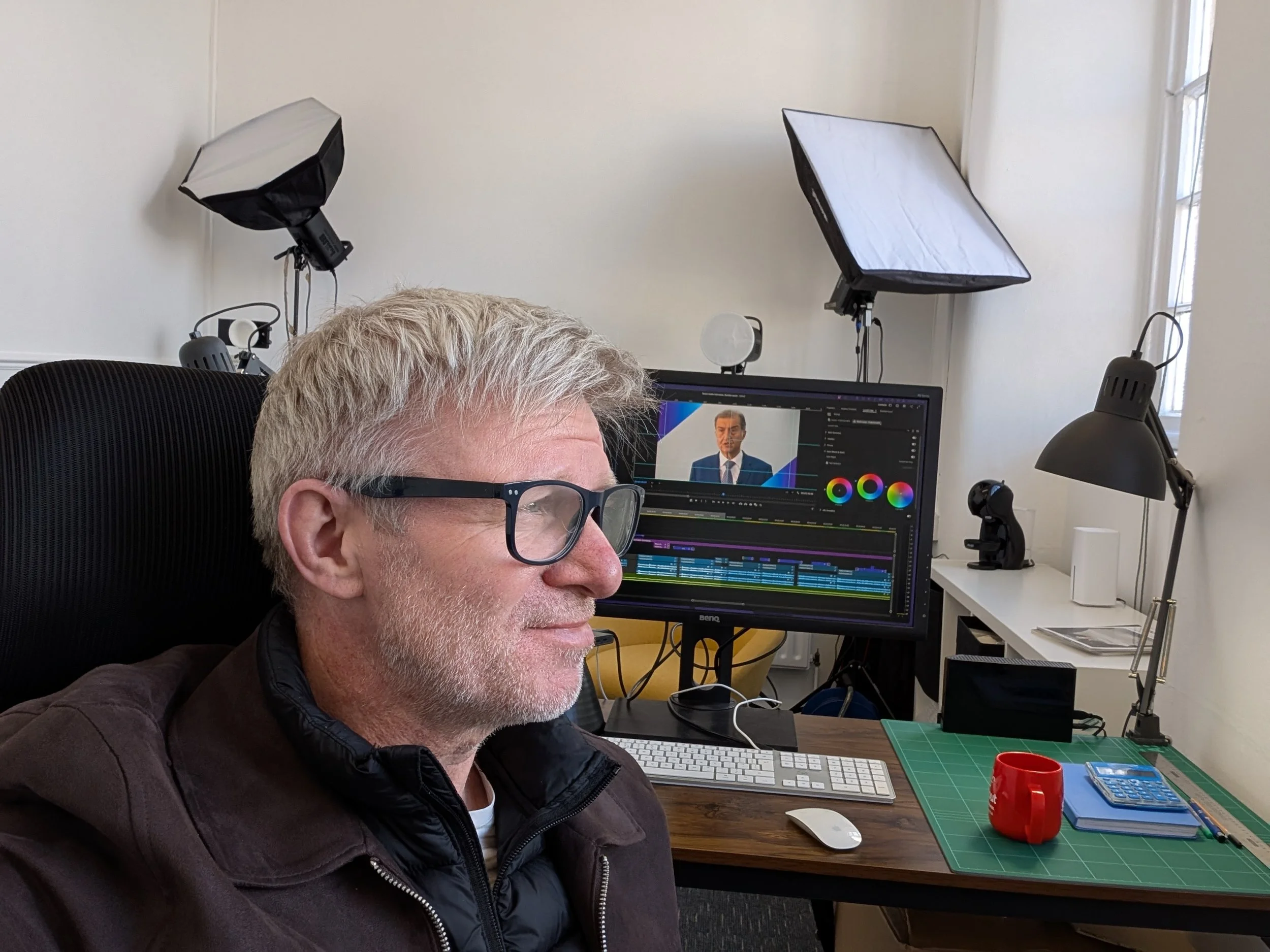 Crative Director Renny HUtchison in the Village Creative studio in Paisley