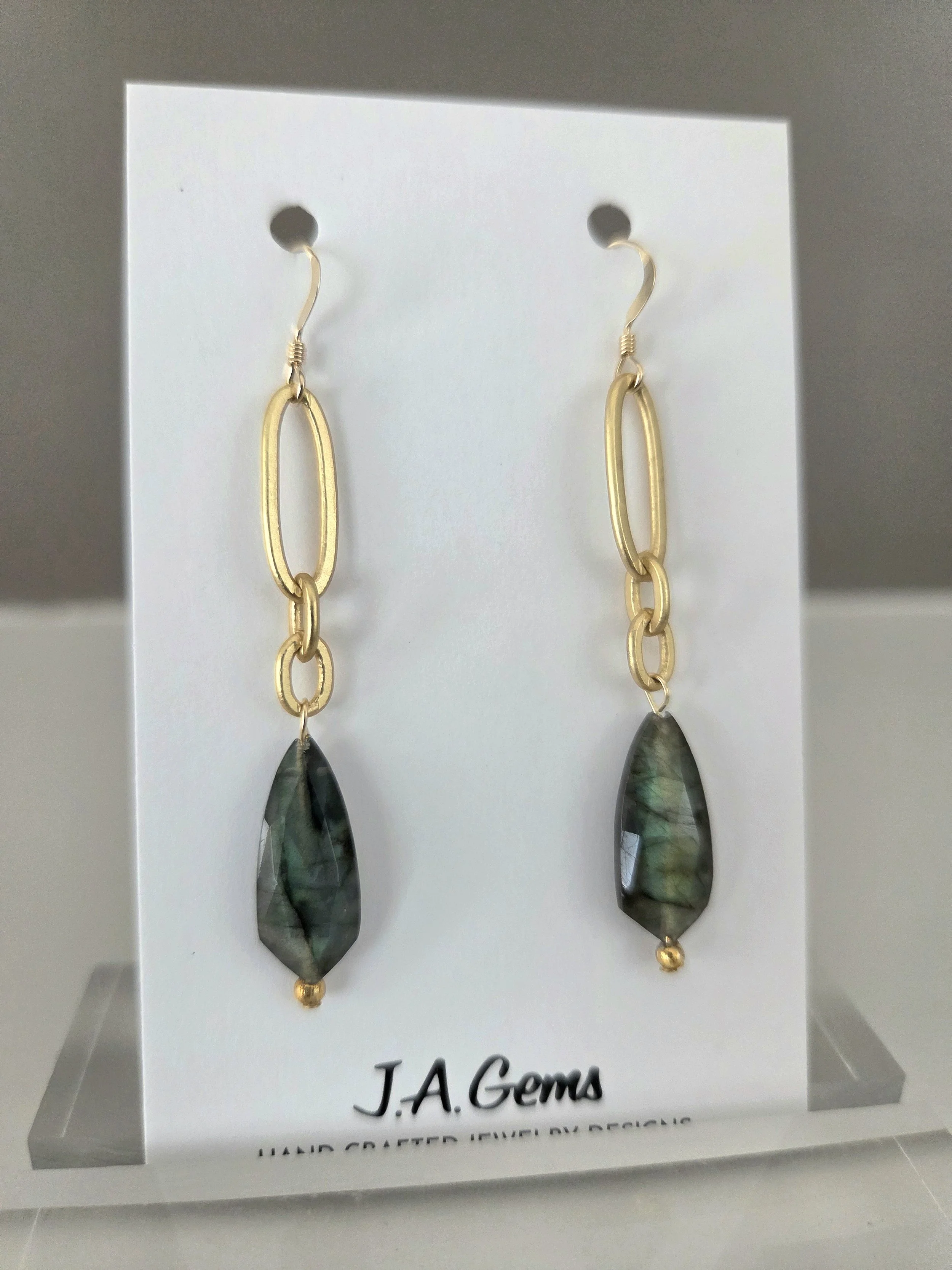 Blue Fire Labradorite with gold chain