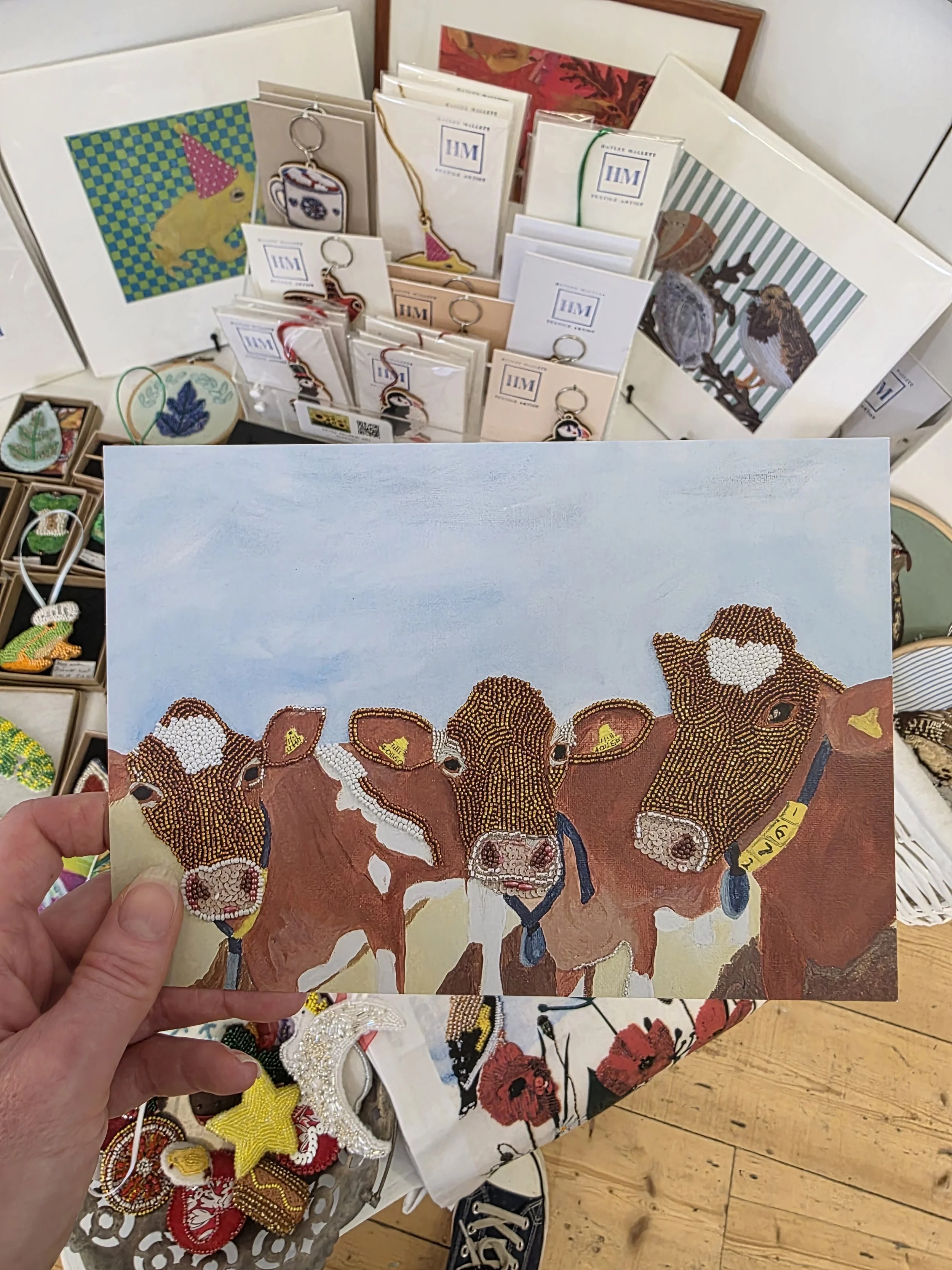 A5 print featuring 3 Guernsey Cows