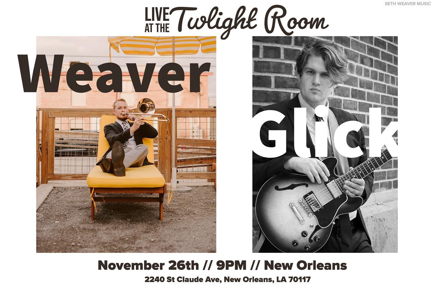 Excited to announce a new show in New Orleans the day AFTER Thanksgiving on November 26th! Aleksi Glick and I will be playing at the Twilight Room  @allways_cabaret_club. Ticket link in bio! ❤️
