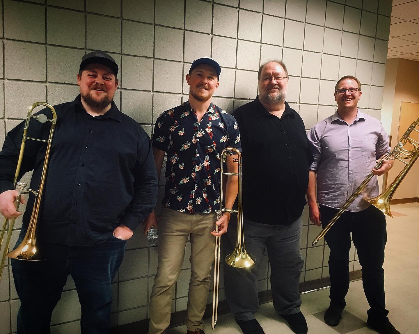 EPIC trombone section with the @drewzaremba big band. (@zachrichmusic #PaulMcKee @tububububub ) It was such an amazing experience having @johnclaytonjazz here all weekend to take the music to the next level. #bigbandisback ❤️