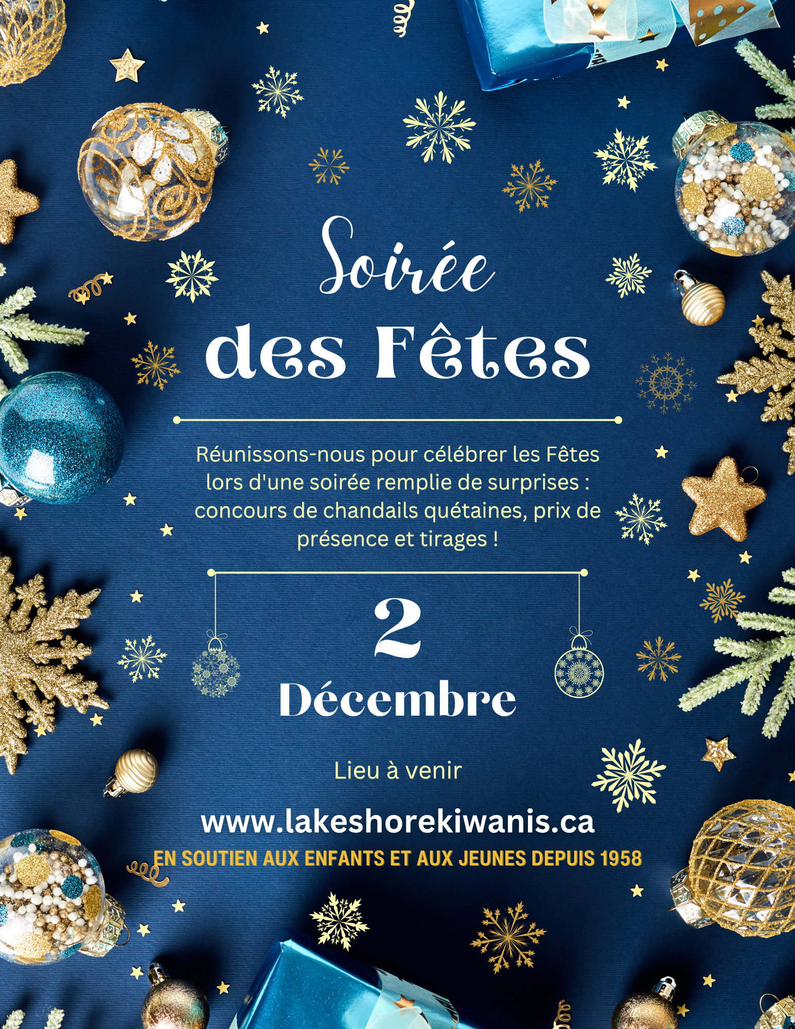 Affiche de la Soirée des Fêtes du club – 2 décembre 2026, heure et lieu à venir
