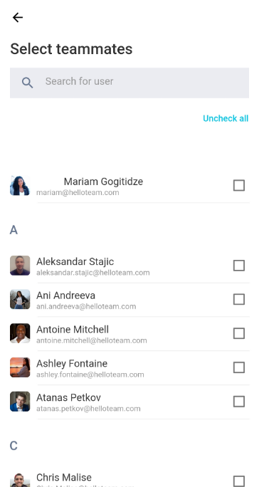 Selecting an employee