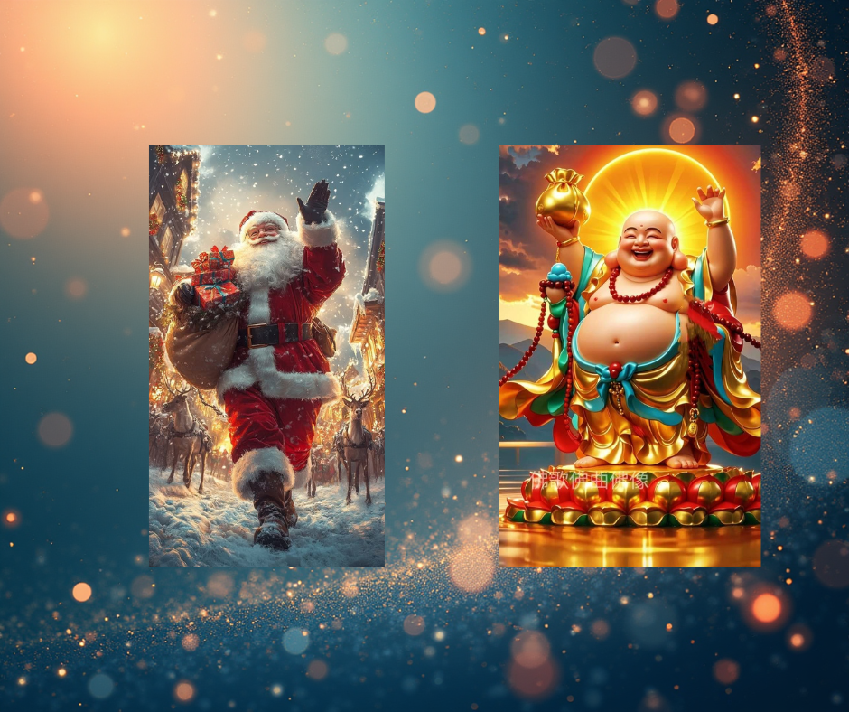 Santa Claus and Happy Hotei- One Spirit, Two Traditions