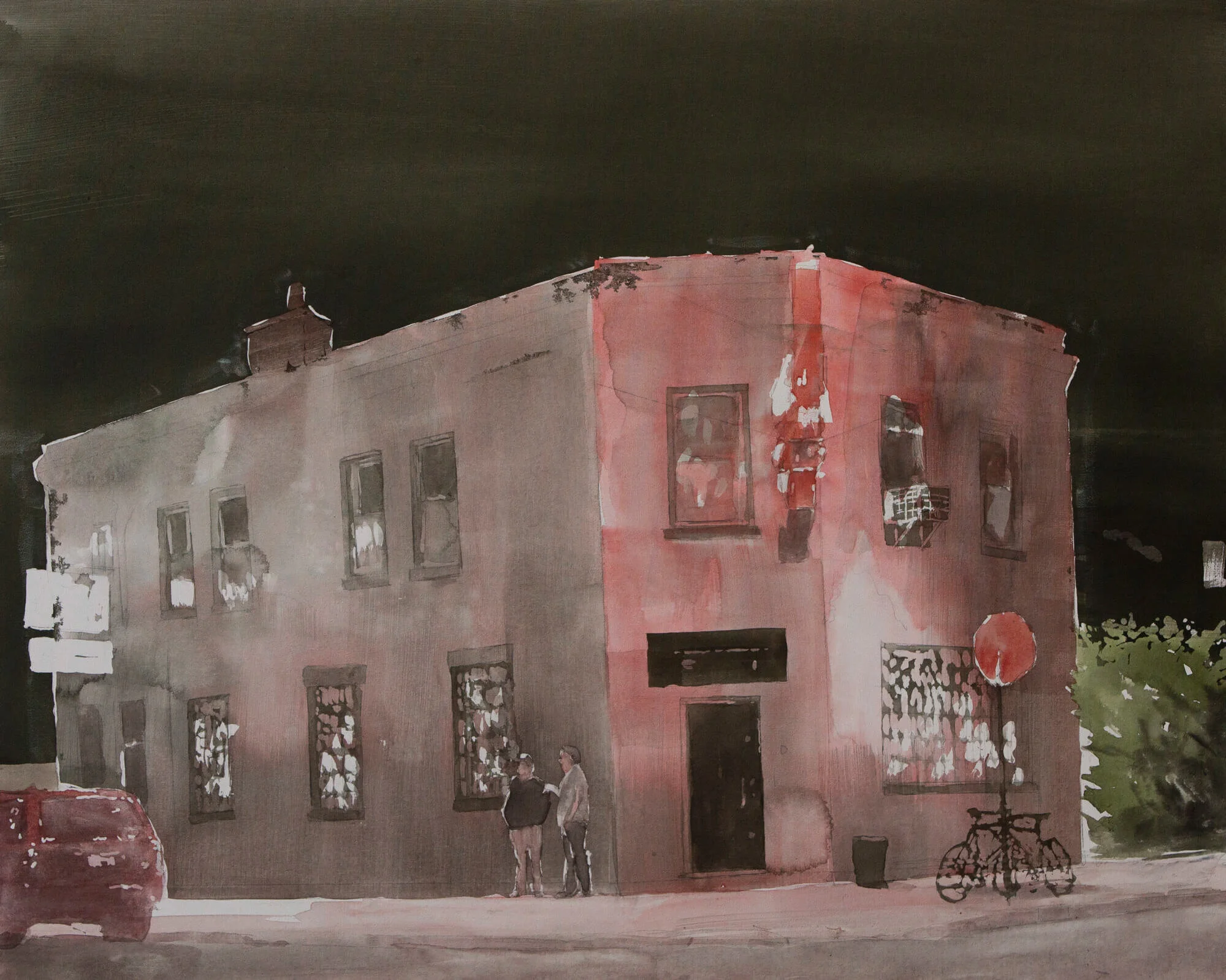   29th &amp; Taylor, 2016, ink &amp; watercolor on paper, 24" x 30"  