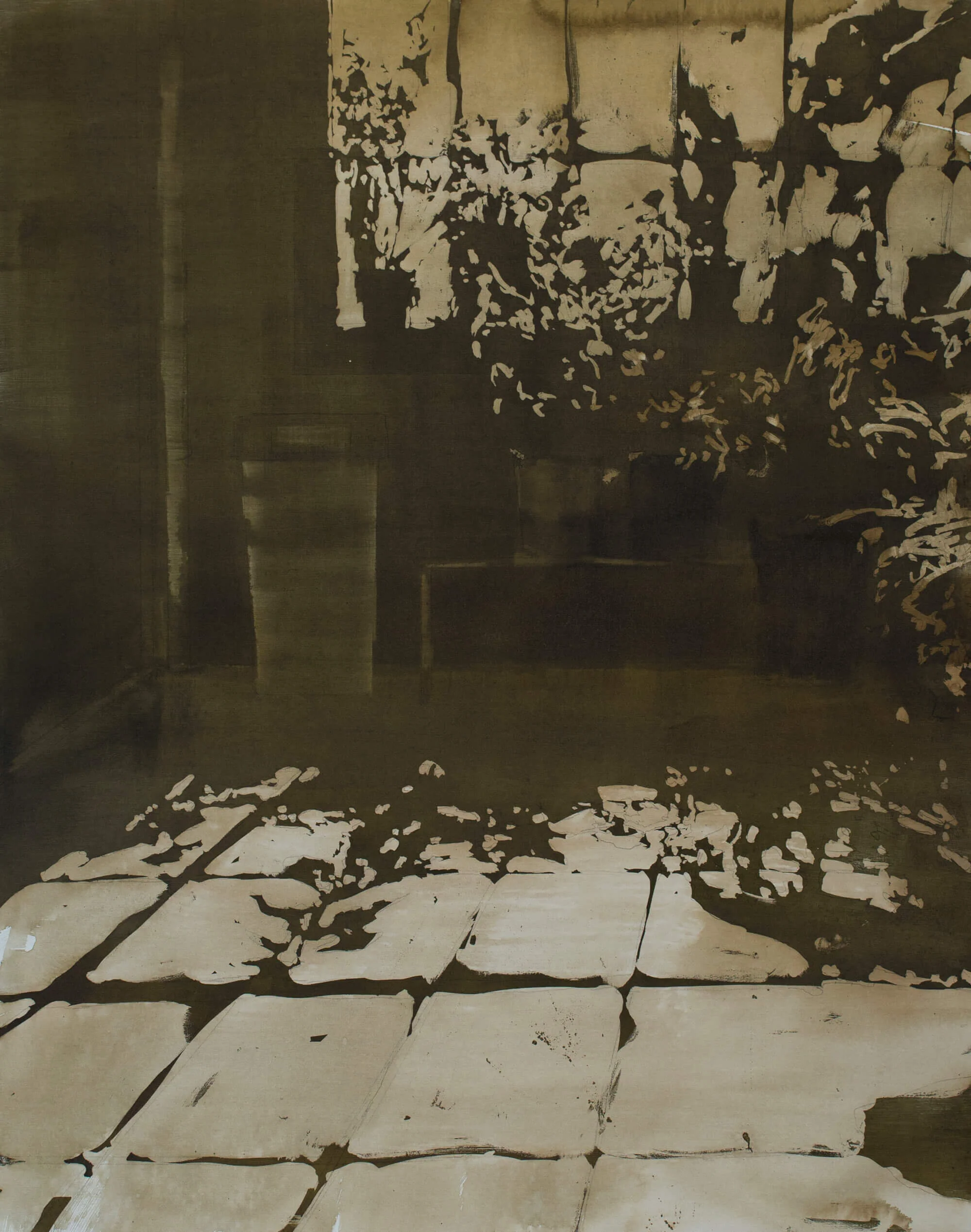   Out Of The Dark, 2016, ink &amp; watercolor on canvas, 48" x 40"  