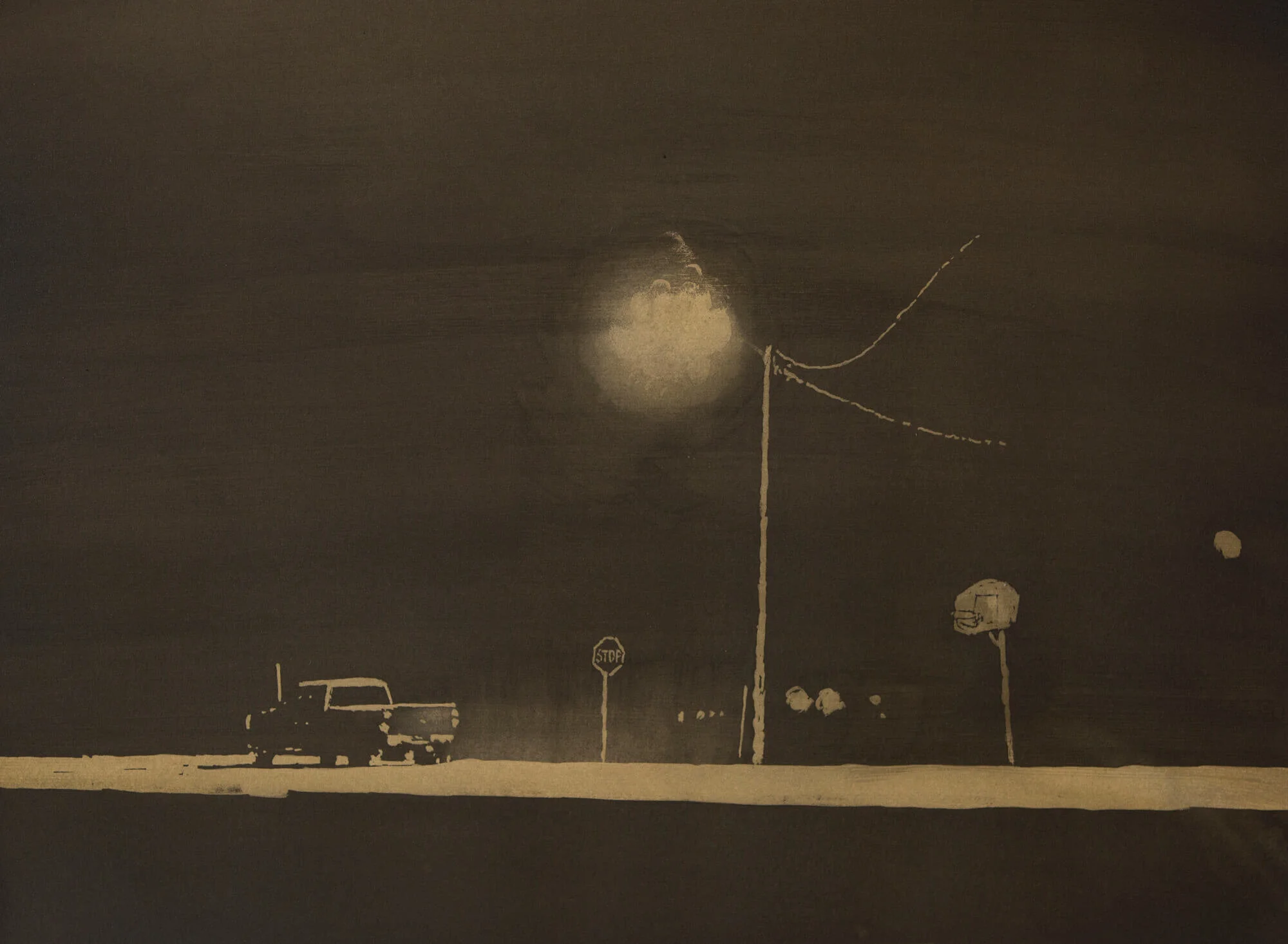   Stations Starting To Fade, 2016, ink &amp; watercolor on paper, 16" x 22"  