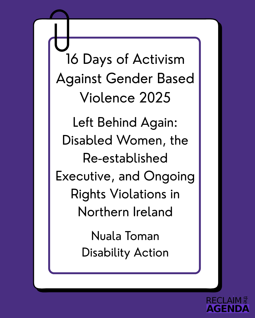 Left Behind Again: Disabled Women, the Re-established Executive, and Ongoing Rights Violations in Northern Ireland