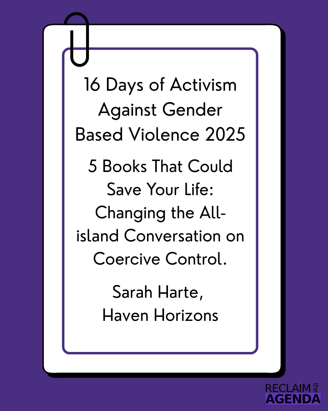 5 Books That Could Save Your Life: Changing the All-island Conversation on Coercive Control.