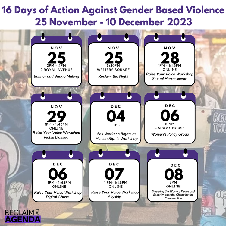 16 Days of Action on Gender Based Violence 2023 — Reclaim the Agenda
