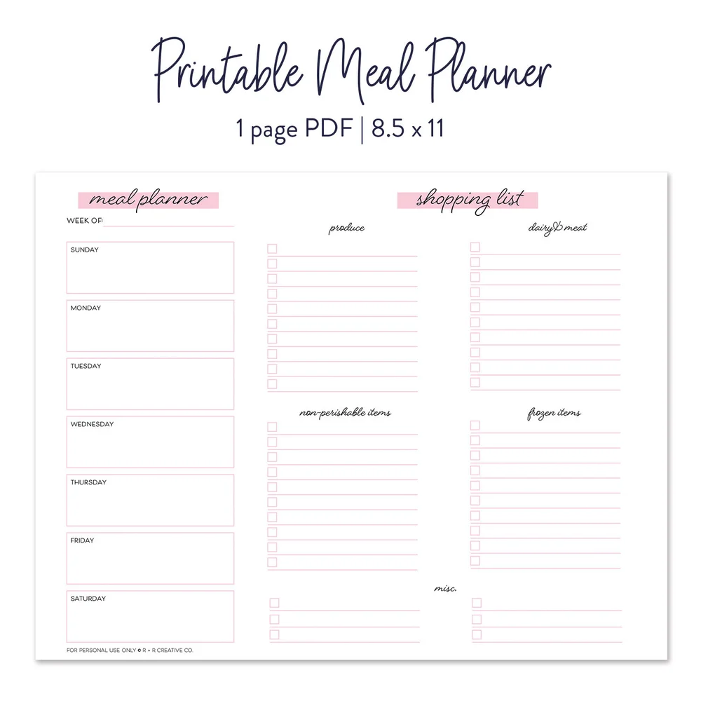 Printable Meal Planner — R + R Creative Co. printable-meal-planner-r-r-creative-co