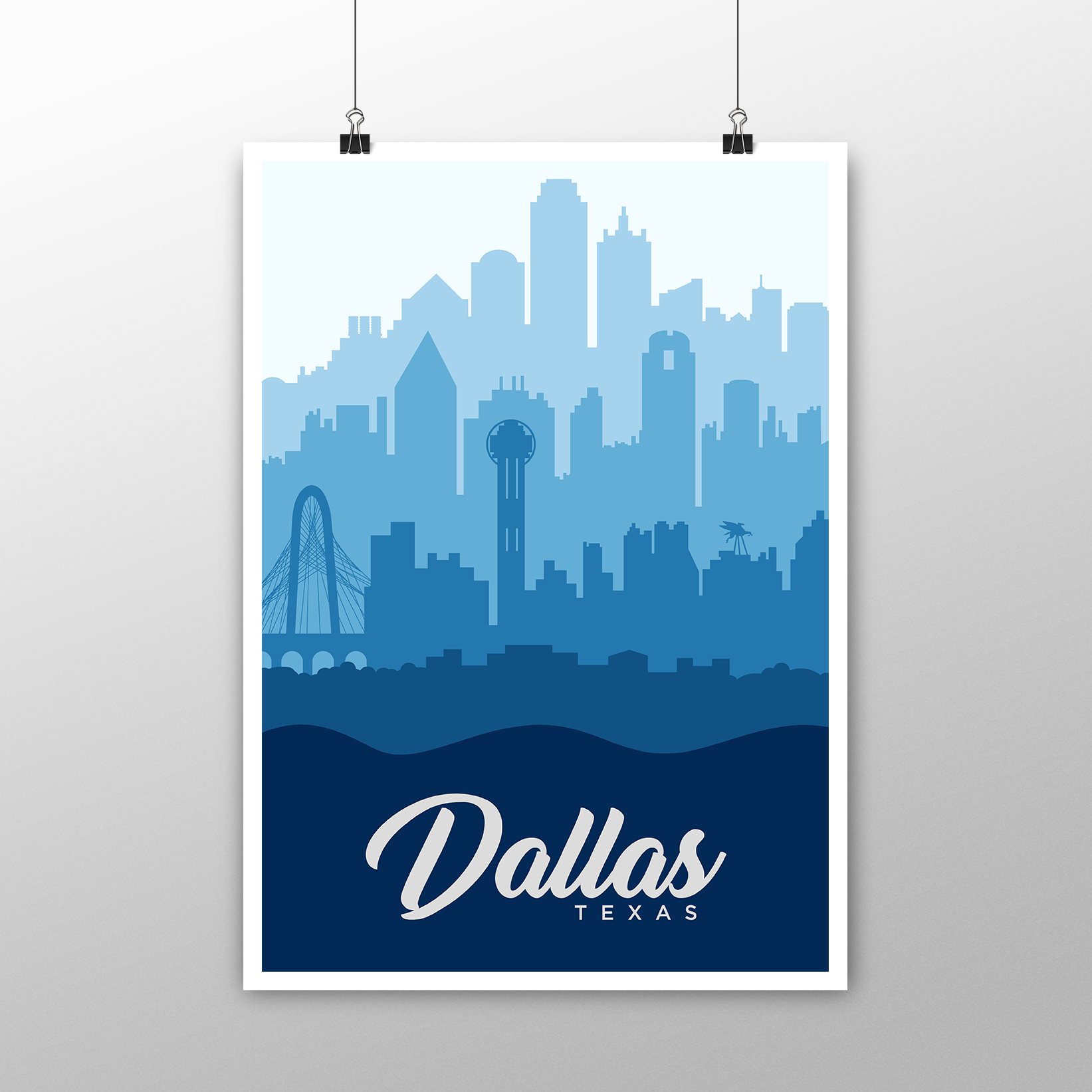 Dallas skyline poster design