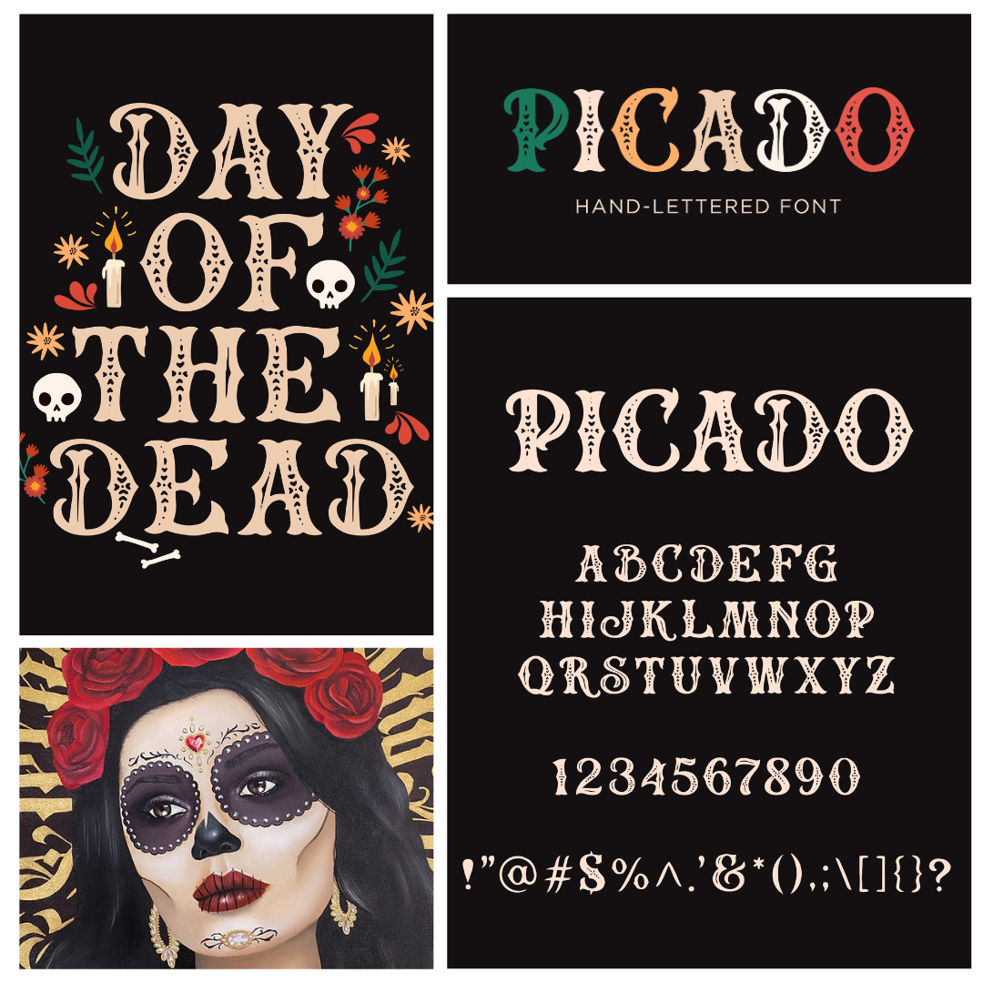 Hand-Lettered Papel Picado Font, inspired by the iconic cut-paper banners used at Mexican celebrations