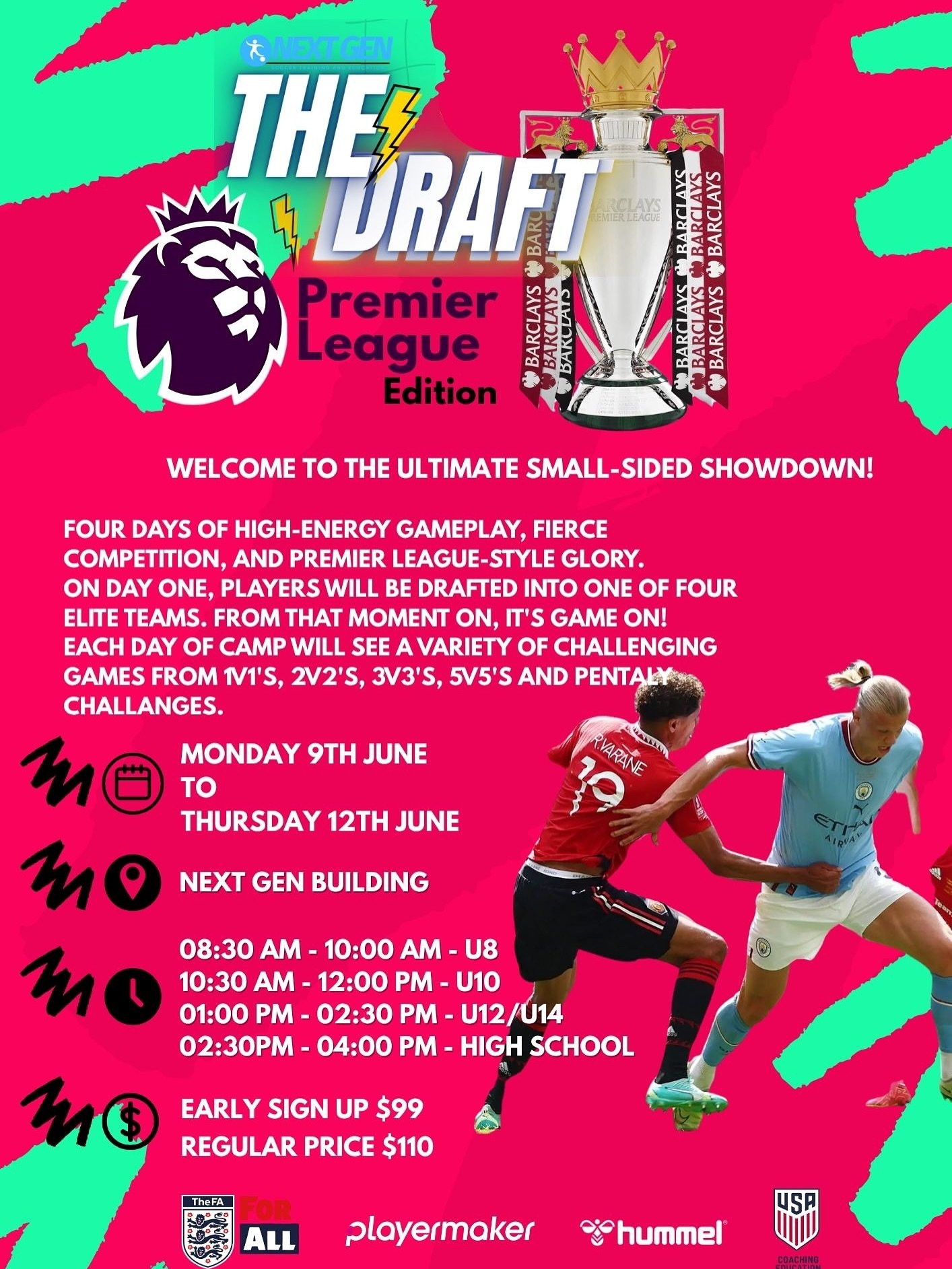 ⚽ JUNE CAMPS AT THE NEXT GEN BUILDING! ⚽

Looking for the ultimate summer soccer experience? We&rsquo;ve got exciting camps lined up for players of all ages and skill levels! 

🔥 THE DRAFT: Premier League Edition
👥 Ages: U8, U10, U12, U14, High Sch