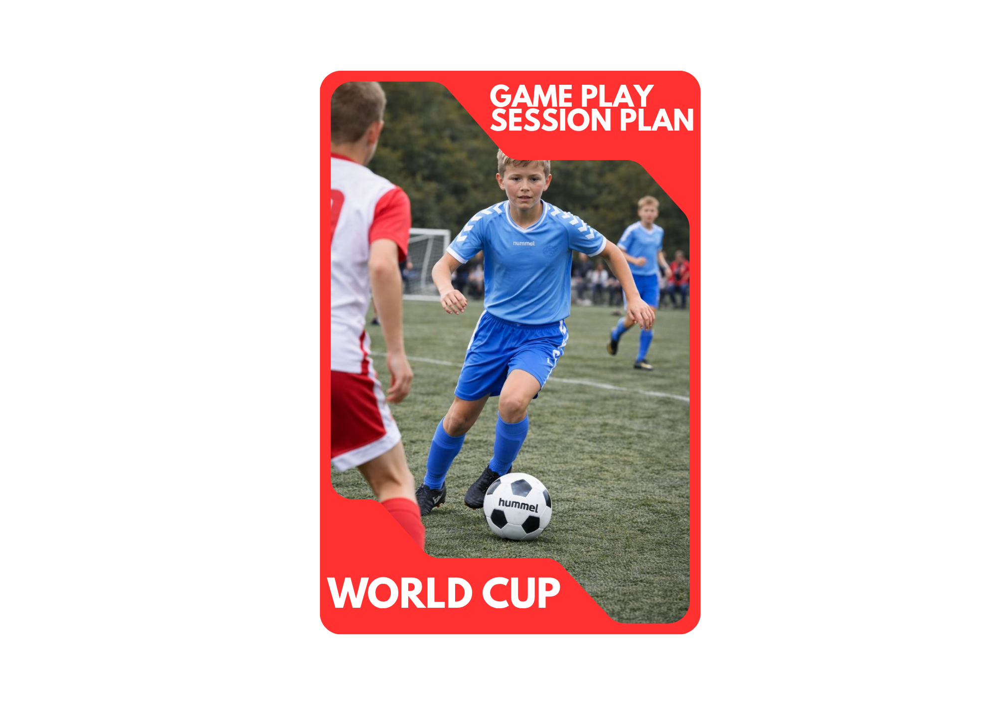 A digital illustration of a soccer tactics board with red and blue markers, and the words 'Coming Soon!' overlaid on the board.