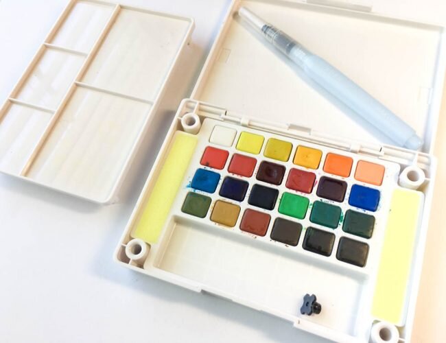 Koi Water Colors Pocket Field Sketch Box Creative Art Colors, 12 half pans