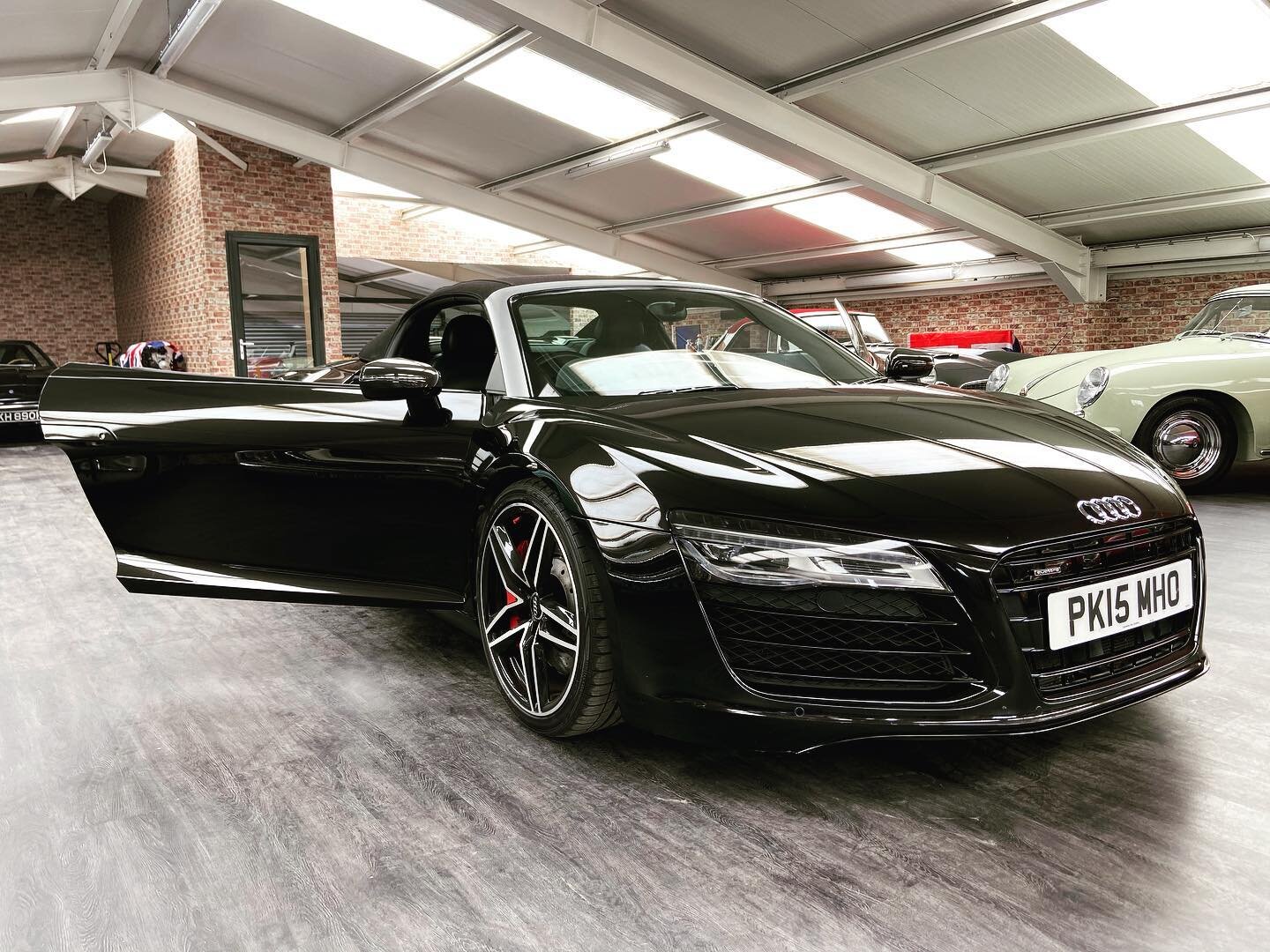 For sale. Audi r8 convertible. 2015. 26k mileage.With carbon extras. &pound;55.000 @cult_classics_london #audir8 #convertible #nano #waxed #carbonfiber #v10 #blackcar #forsale #futureclassic #shiny