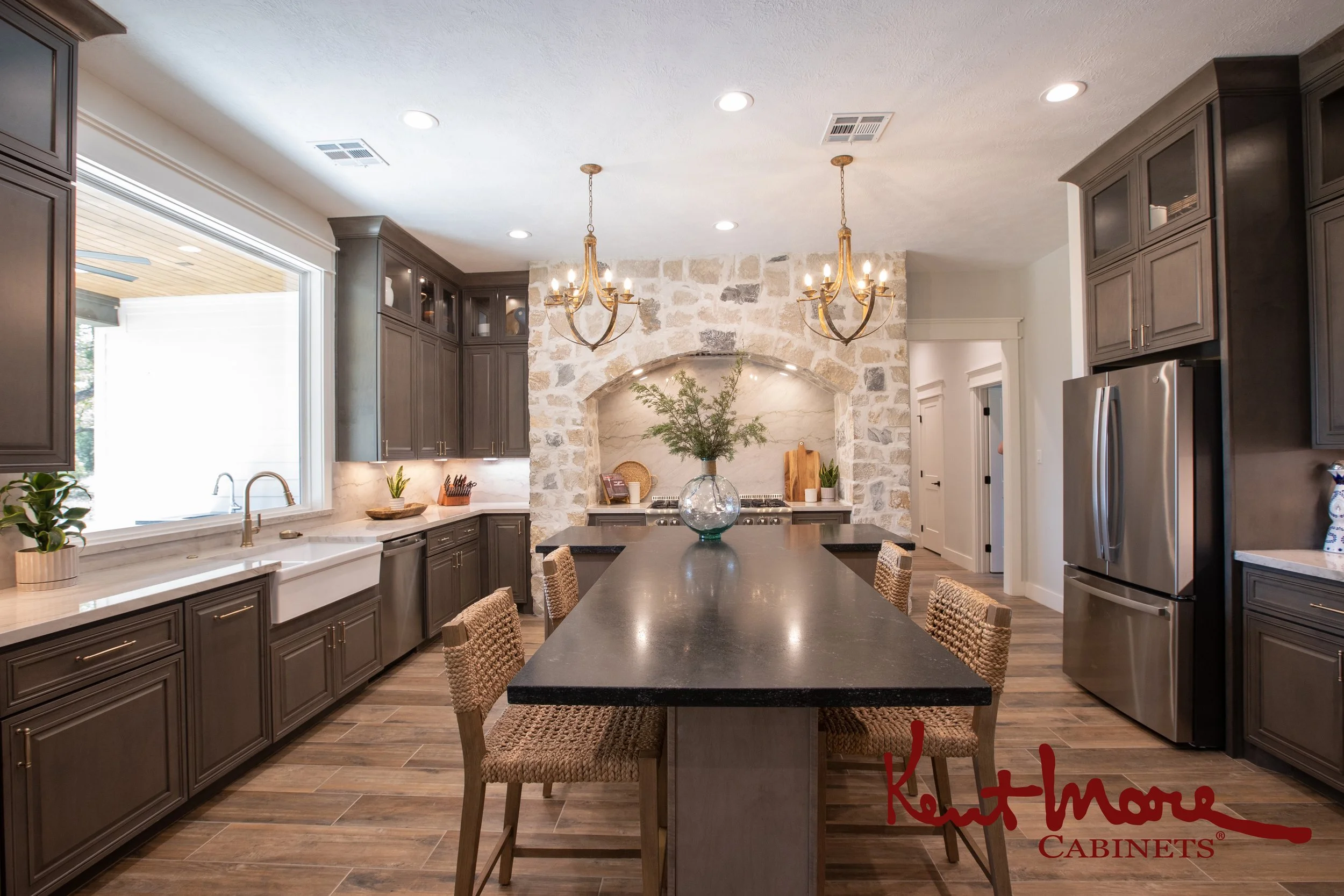 Transitional Rustic Kitchen Remodel by Kent Moore Cabinets project photo