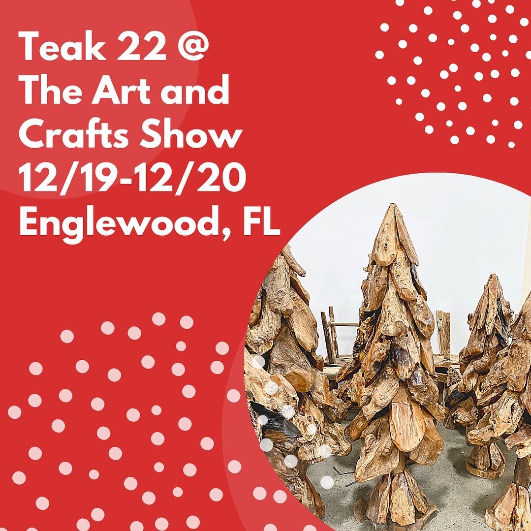 🎄🔔 Englewood, FL...it's our last show of 2020, and we have PERFECT last-minute gift options! Come and see us! 

12/19-12/20
Elks Lodge
401 N. Indiana Ave.
Englewood, FL 34223
Sat. 10-5
Sun. 10-4

*
*
*
*
*
#englewoodflorida #teak #interior #moderni