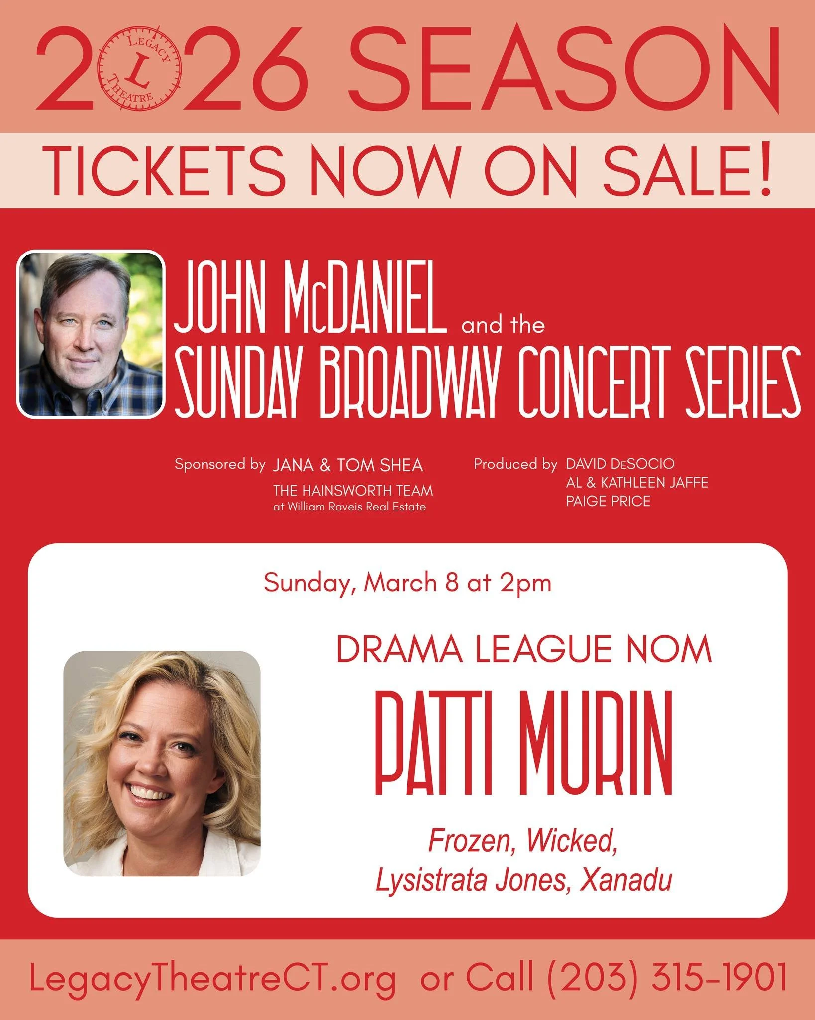 ✨ Don't miss Drama League Award Nominee, @pattimurin, of Frozen, Wicked, Lysistrata Jones, and Xanadu next Sunday!✨

🎭 Grab tickets now to see the original Princess Anna on Sunday, March 8 (2pm) in the &ldquo;John McDaniel and the Sunday Broadway Co