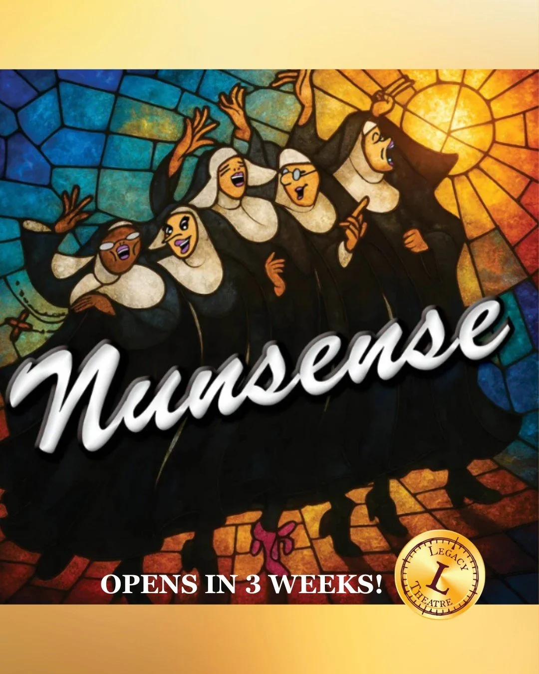 &ldquo;A hail of fun and frolic! Wacky and outrageous with a hysterical &lsquo;anything goes&rsquo; sense of fun!&rdquo;
&ndash; The New York Times

⭐Get ready for BIG belly laughs!

Don't miss Nunsense- this hilarious musical will leave you in stitc