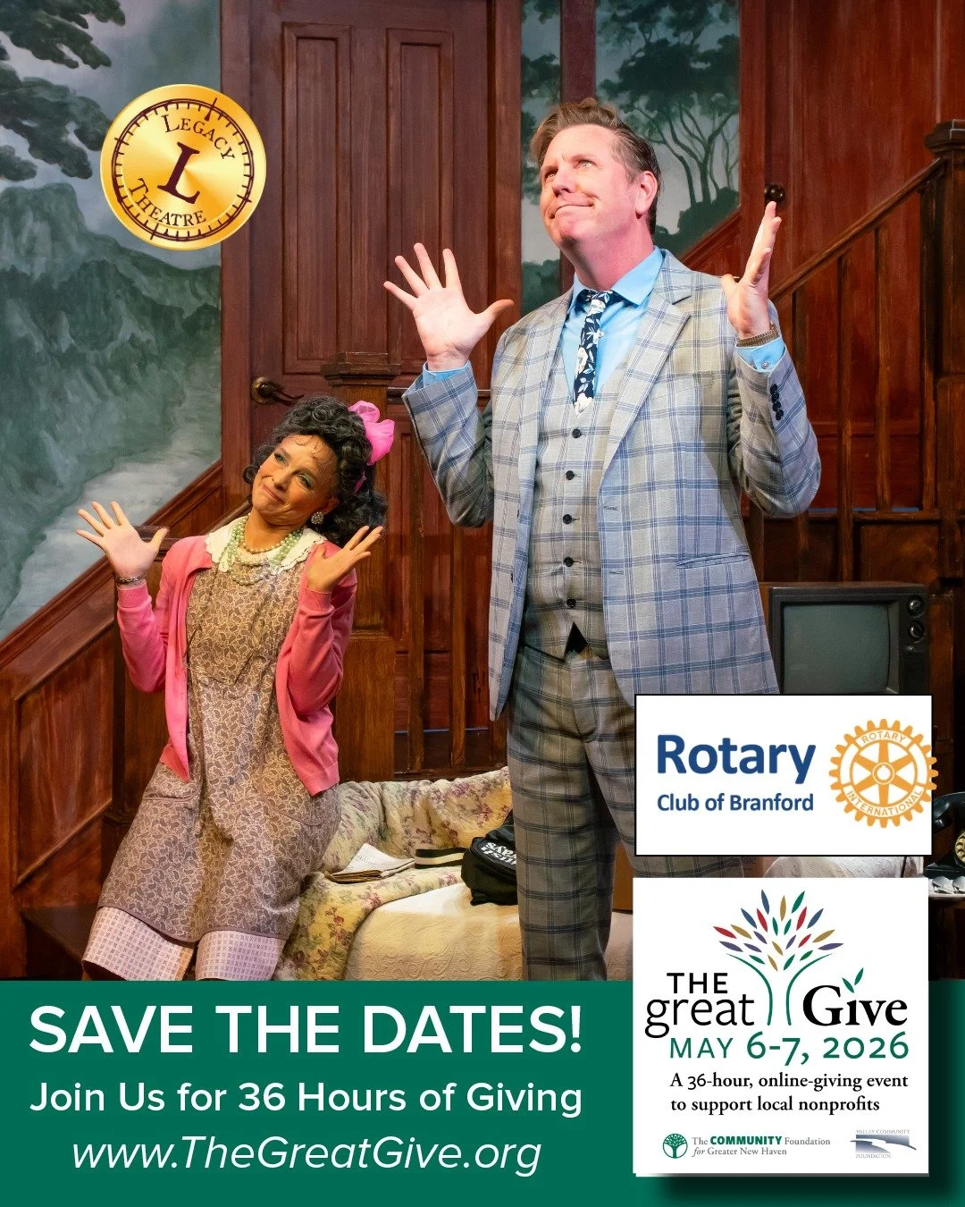 The Countdown is on: 2 weeks to go!

Join us for The Great Give to help raise money and awareness for hundreds of nonprofit organizations in Greater New Haven, including Legacy Theatre. 
 
�Donations go further with valuable matching funds and prizes